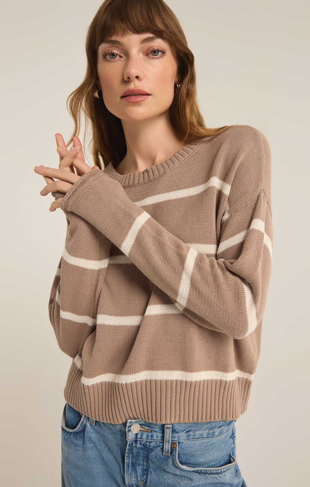 Sienna Stripe Sweater Latte