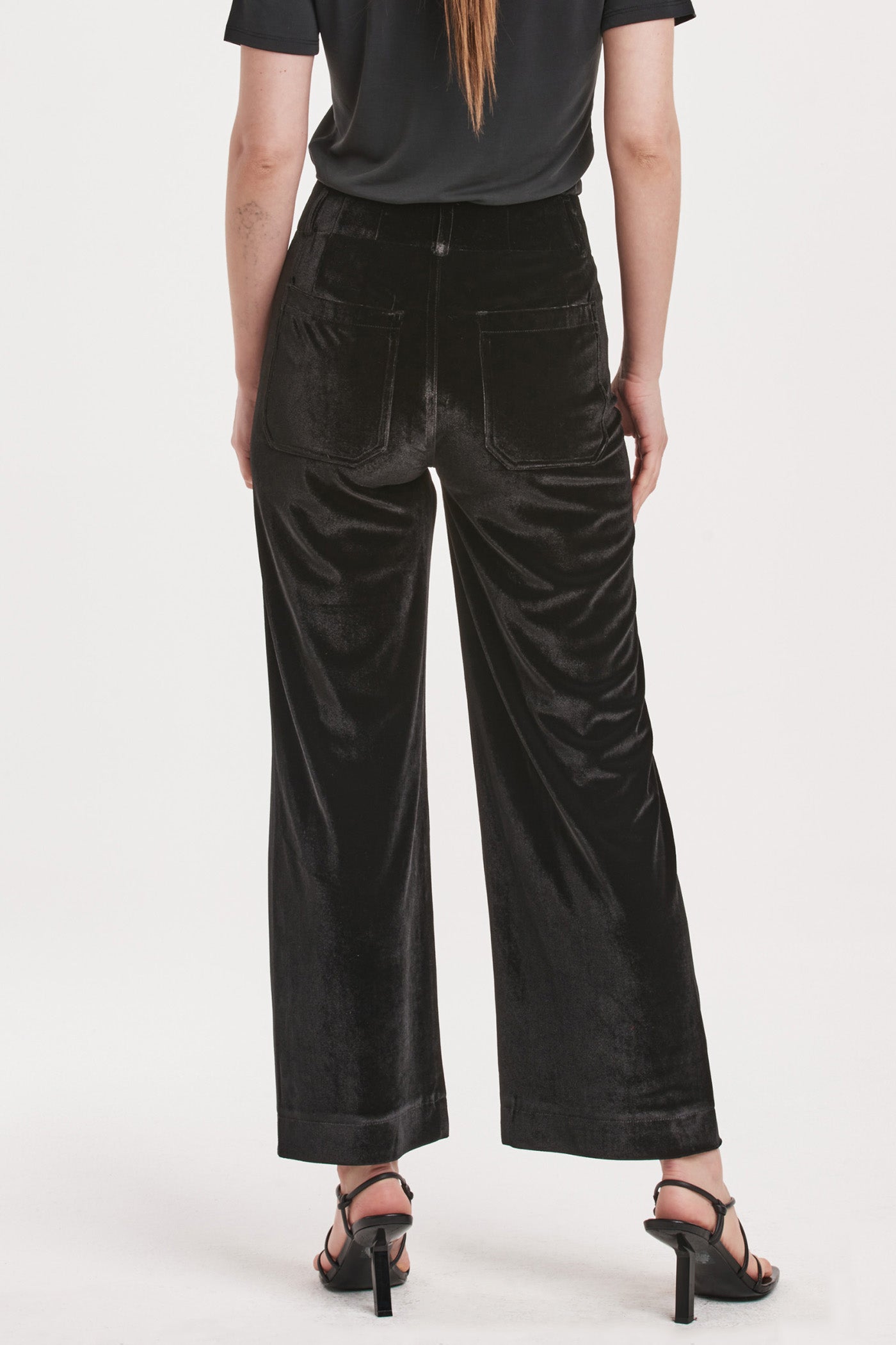 Velvet High Rise Wide Leg Pants Black