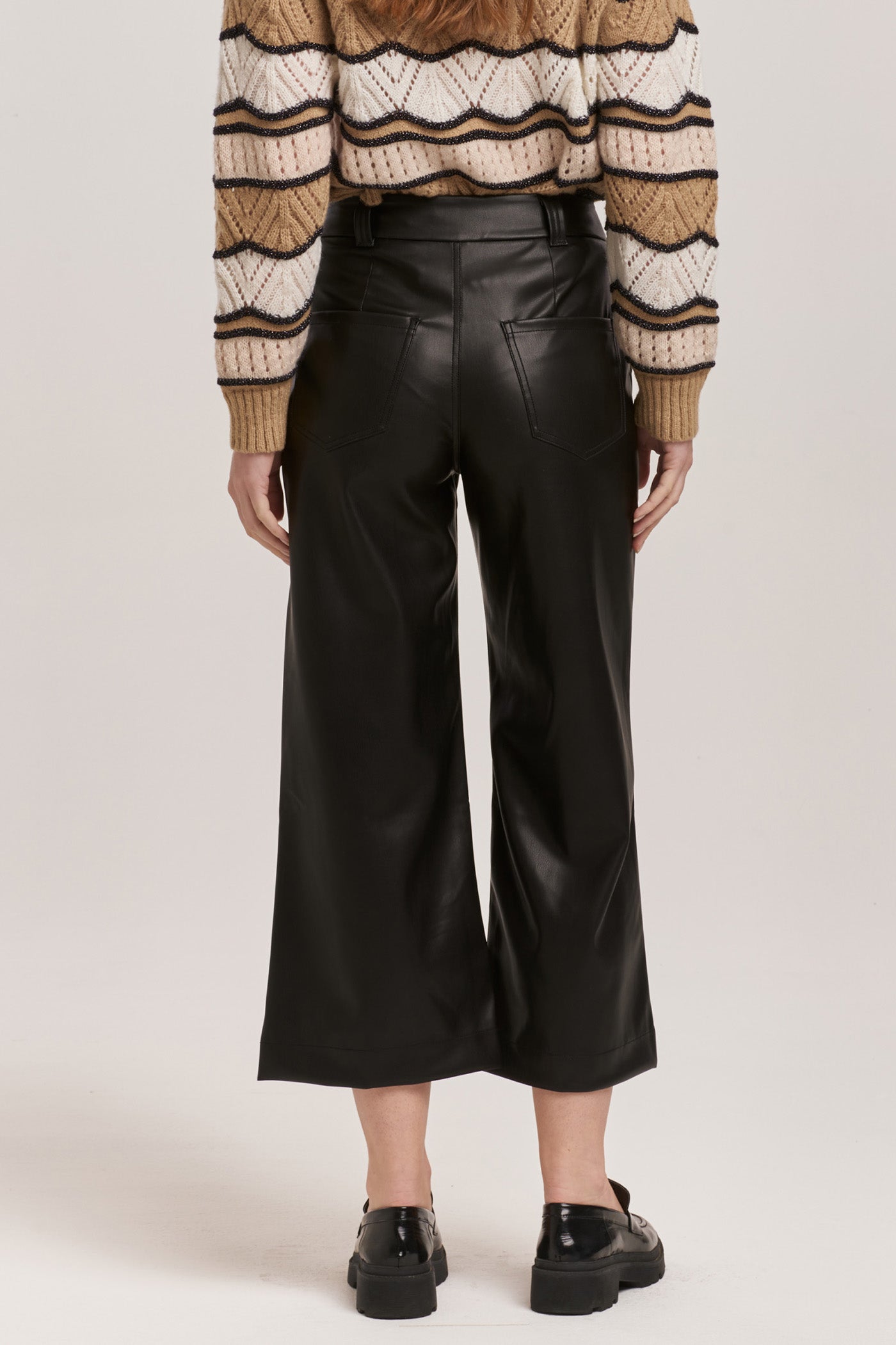 Audrey High Rise Cropped Vegan Leather Pants