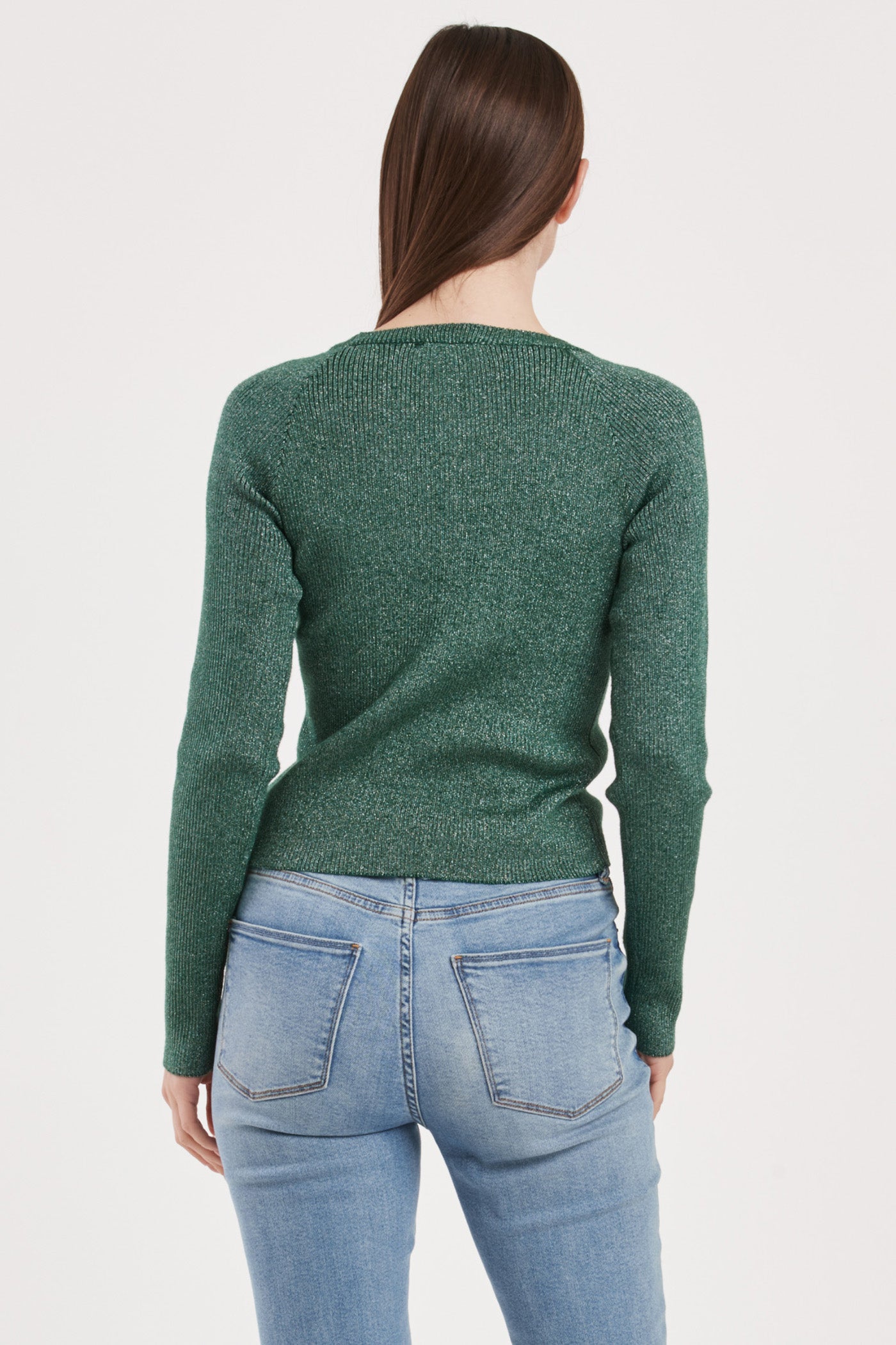 Holland Scoop Neck Sweater w/Metallic Yarn Clover