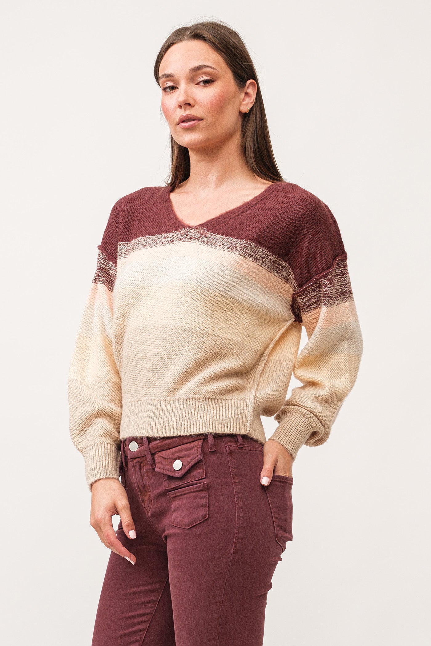 Lexi V-Neck Long Sleeve Sweater Holiday Mimosa