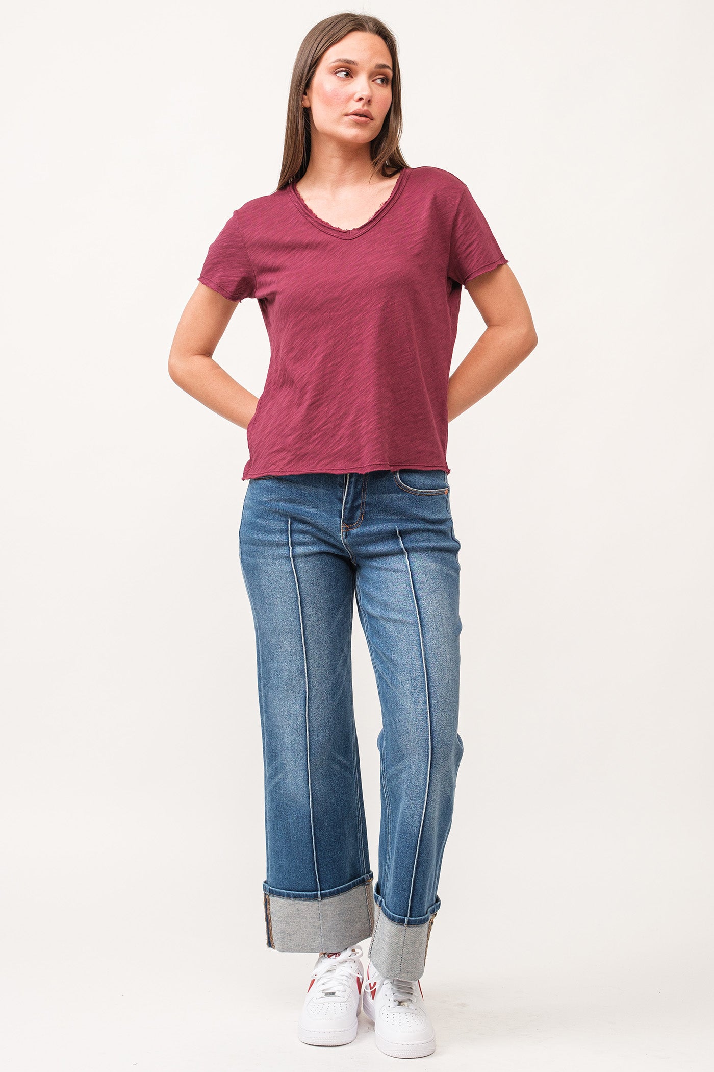 Vanya Short Sleeve Slub Tee Pomegranate