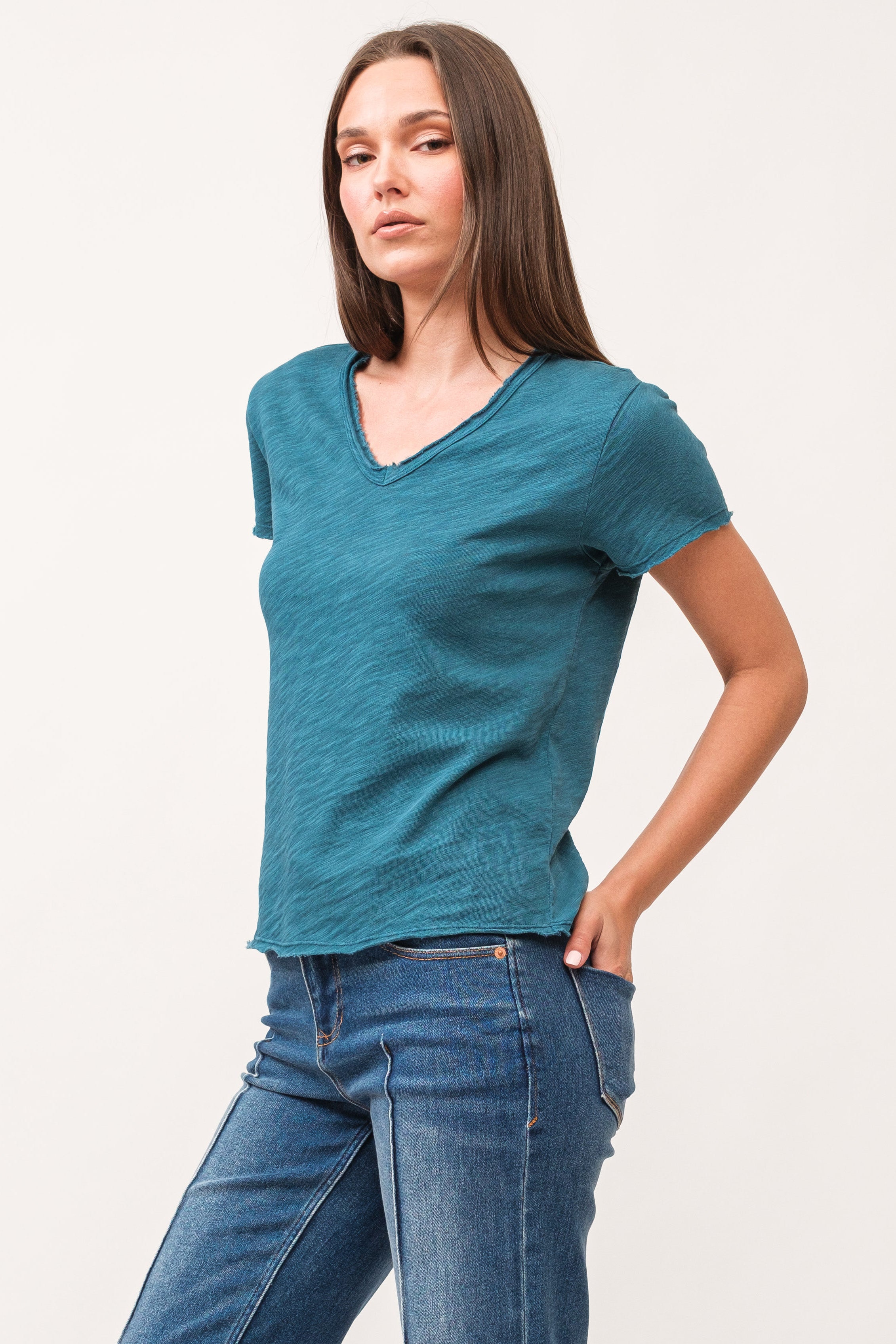 Vanya Short Sleeve Slub Tee Deep Teal