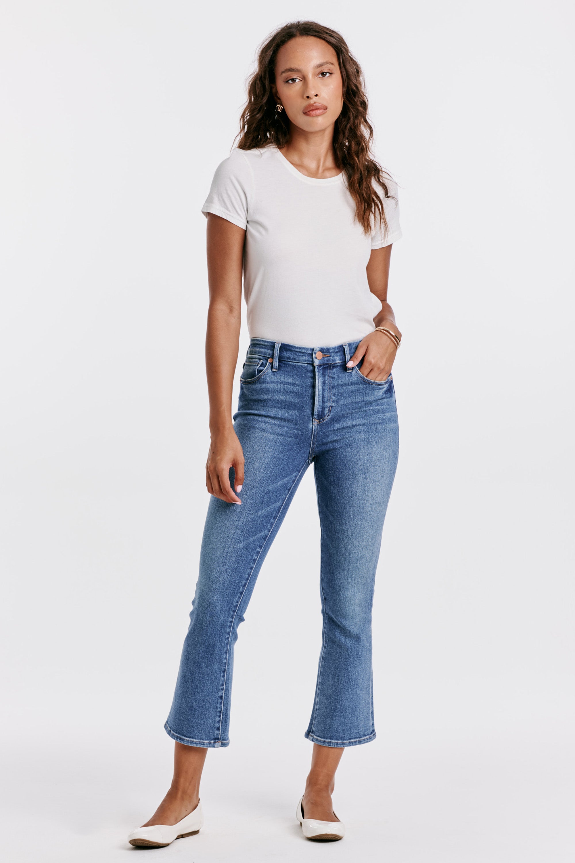Sale Jeanne Super High Rise Cropped Flair Jeans Wexford