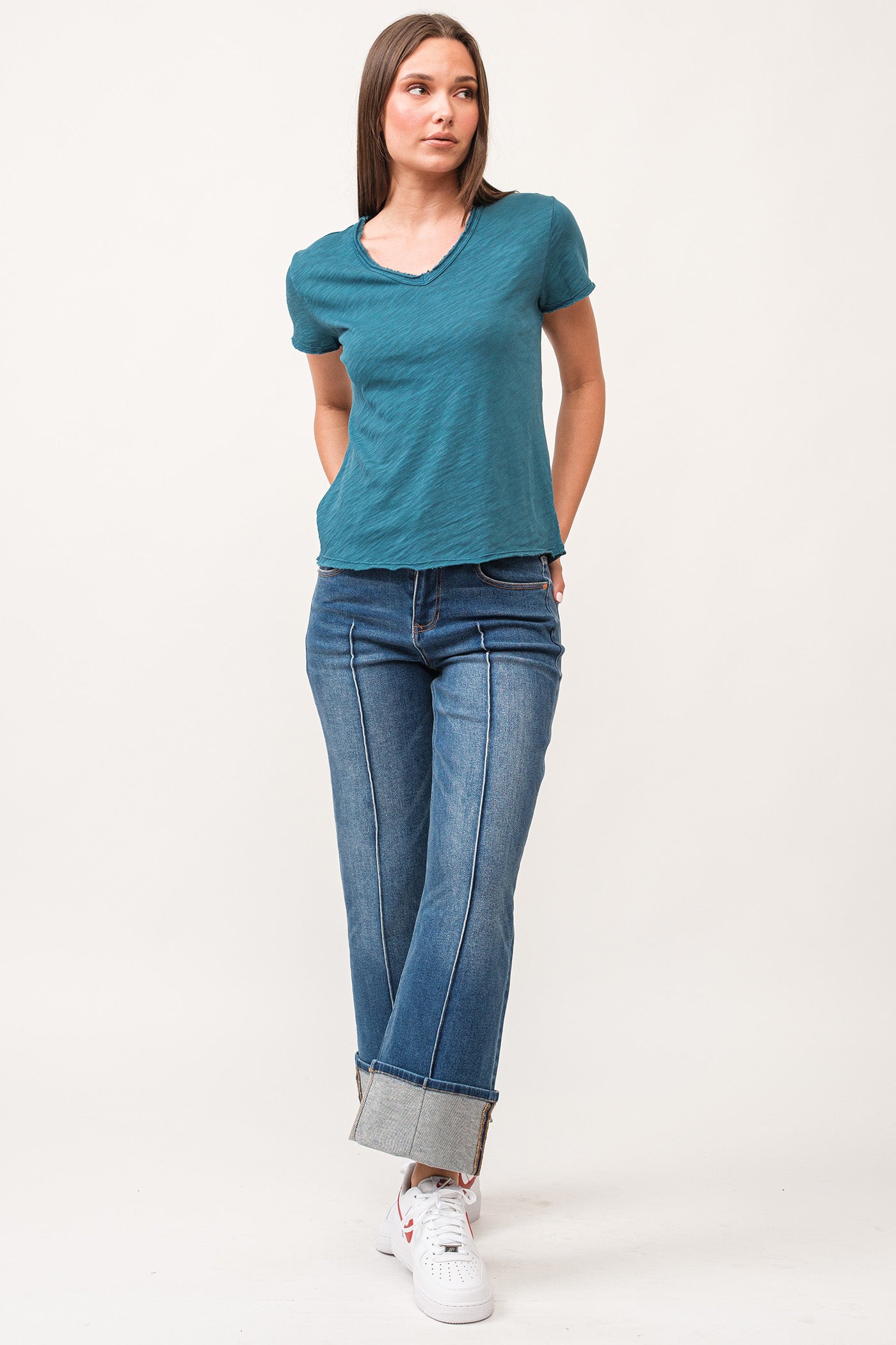 Vanya Short Sleeve Slub Tee Deep Teal