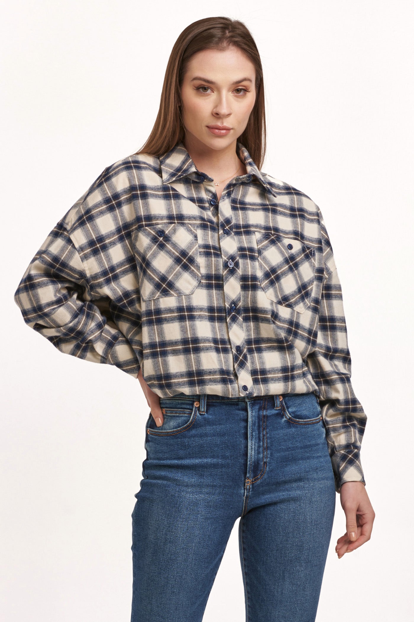 Xandra Button Down Long Sleeve Shirt Cozy Night