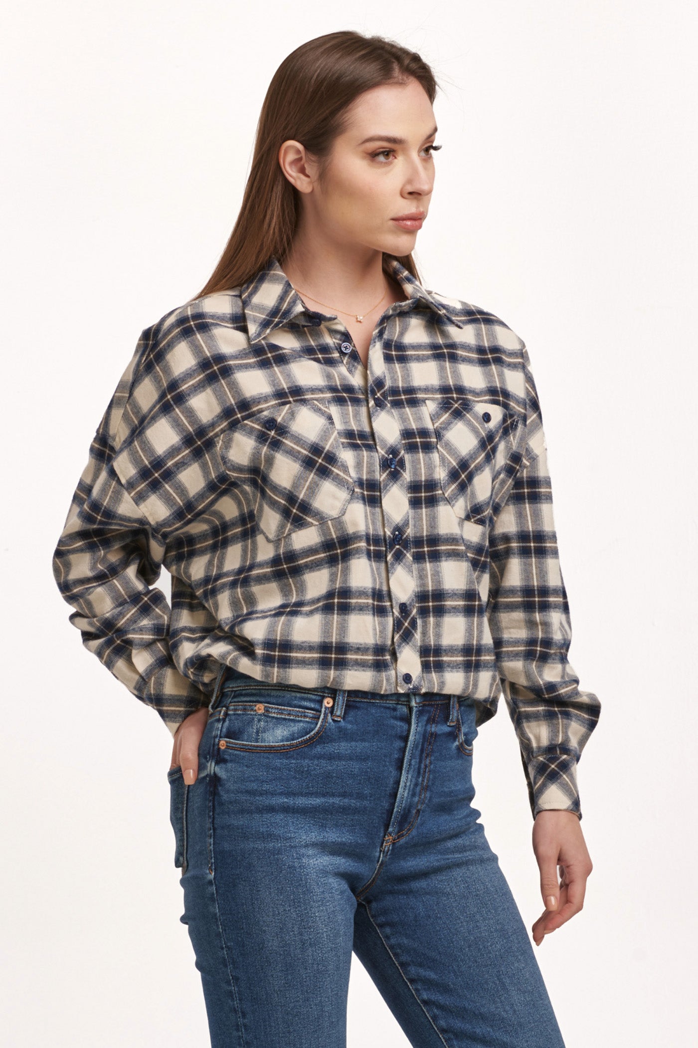 Xandra Button Down Long Sleeve Shirt Cozy Night