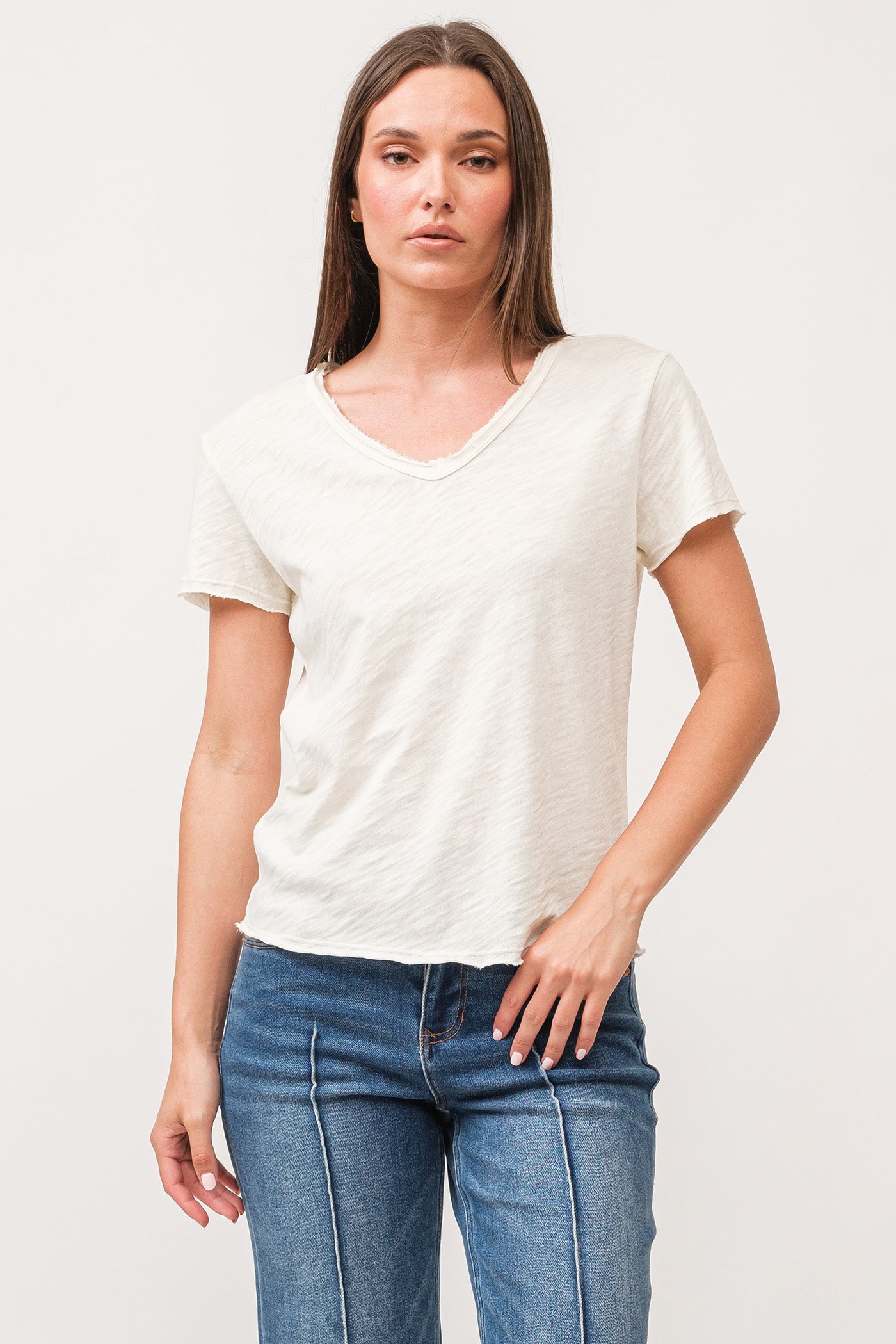 Vanya Short Sleeve Slub Tee Antique White