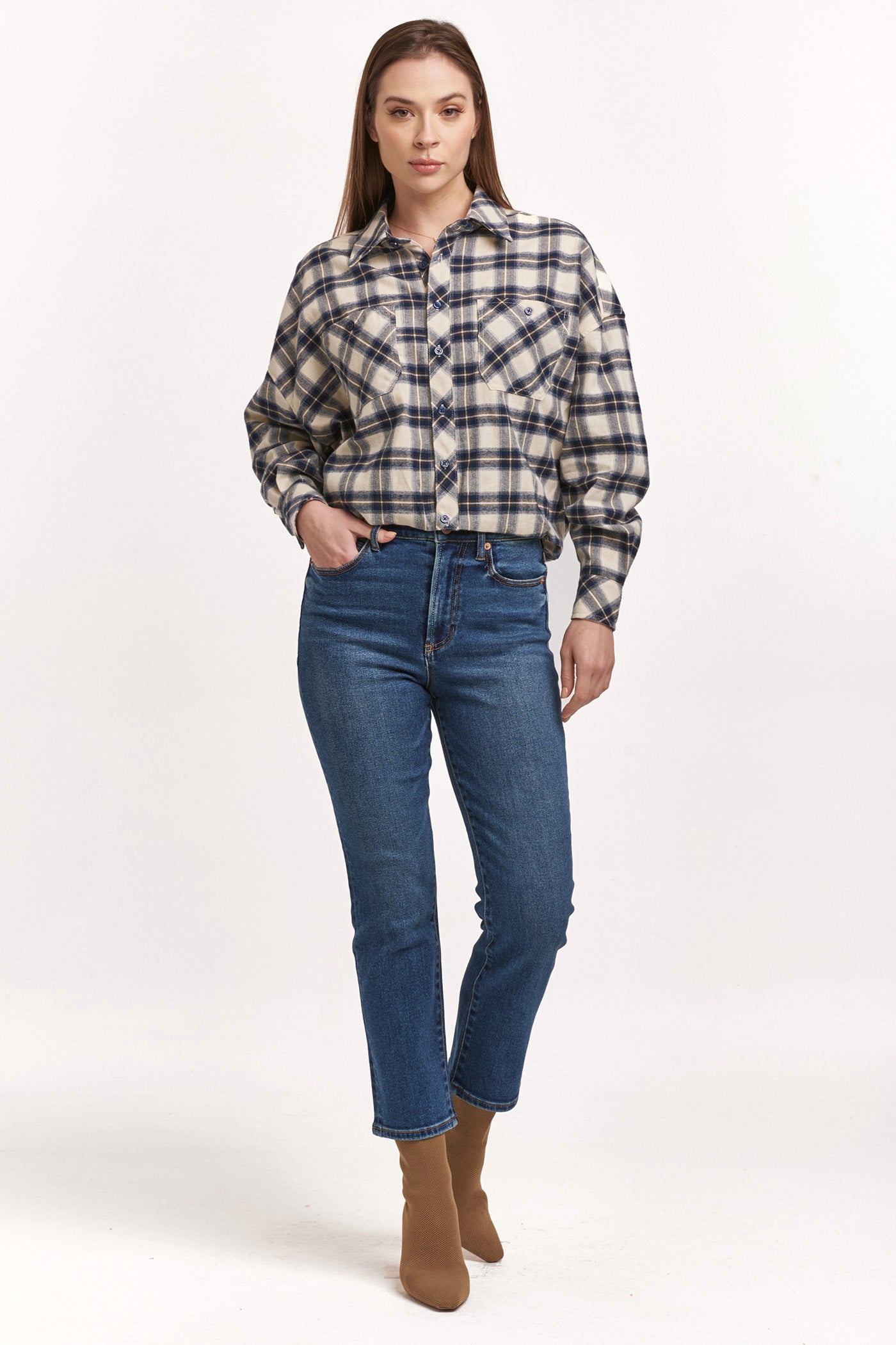 Xandra Button Down Long Sleeve Shirt Cozy Night