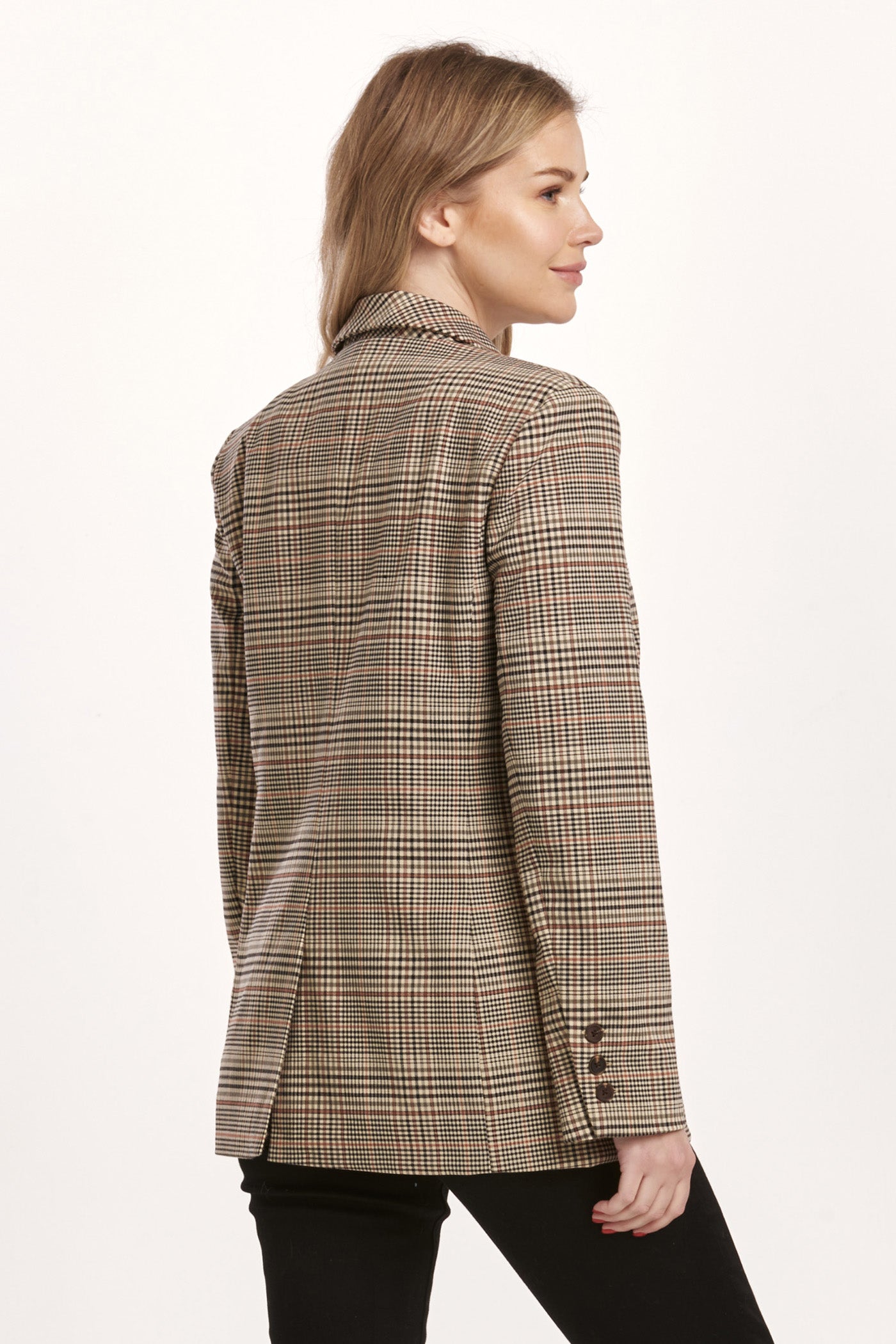 Clyde Plaid Long Sleeve Notched Lapel Blazer