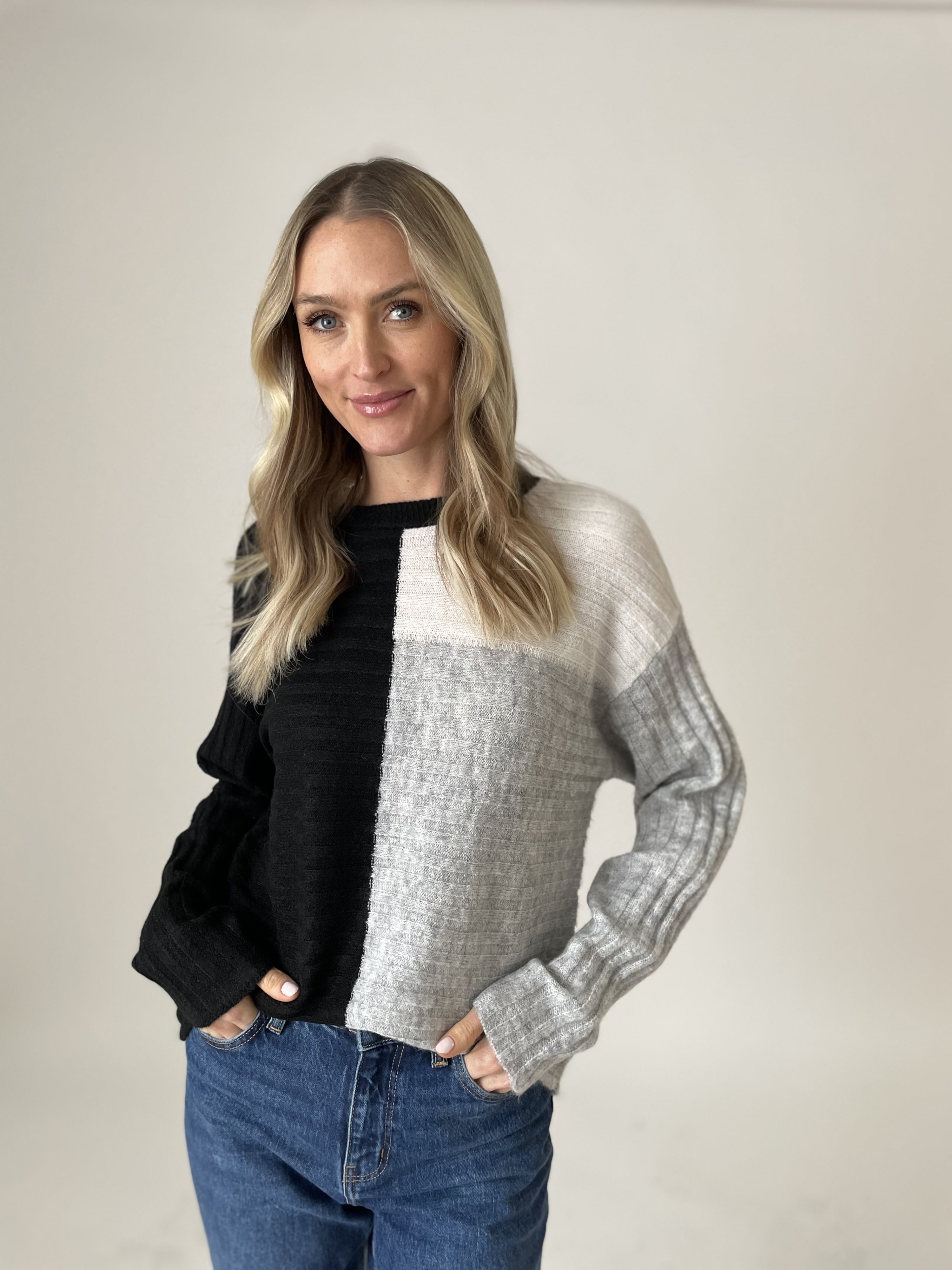 Joanna Color Block Ribbed Sweater