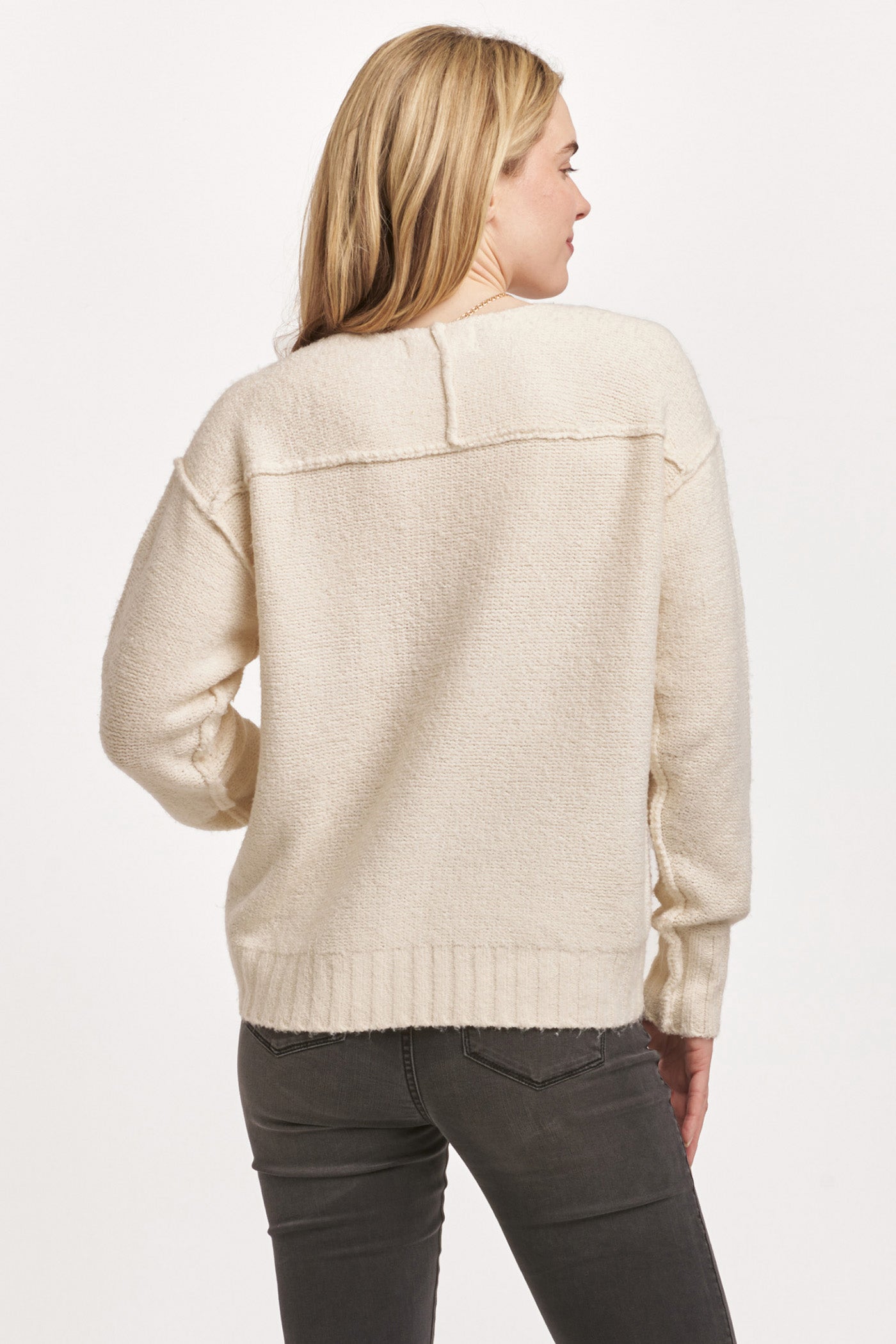 Jenna Raw Edge Detail Sweater Cream