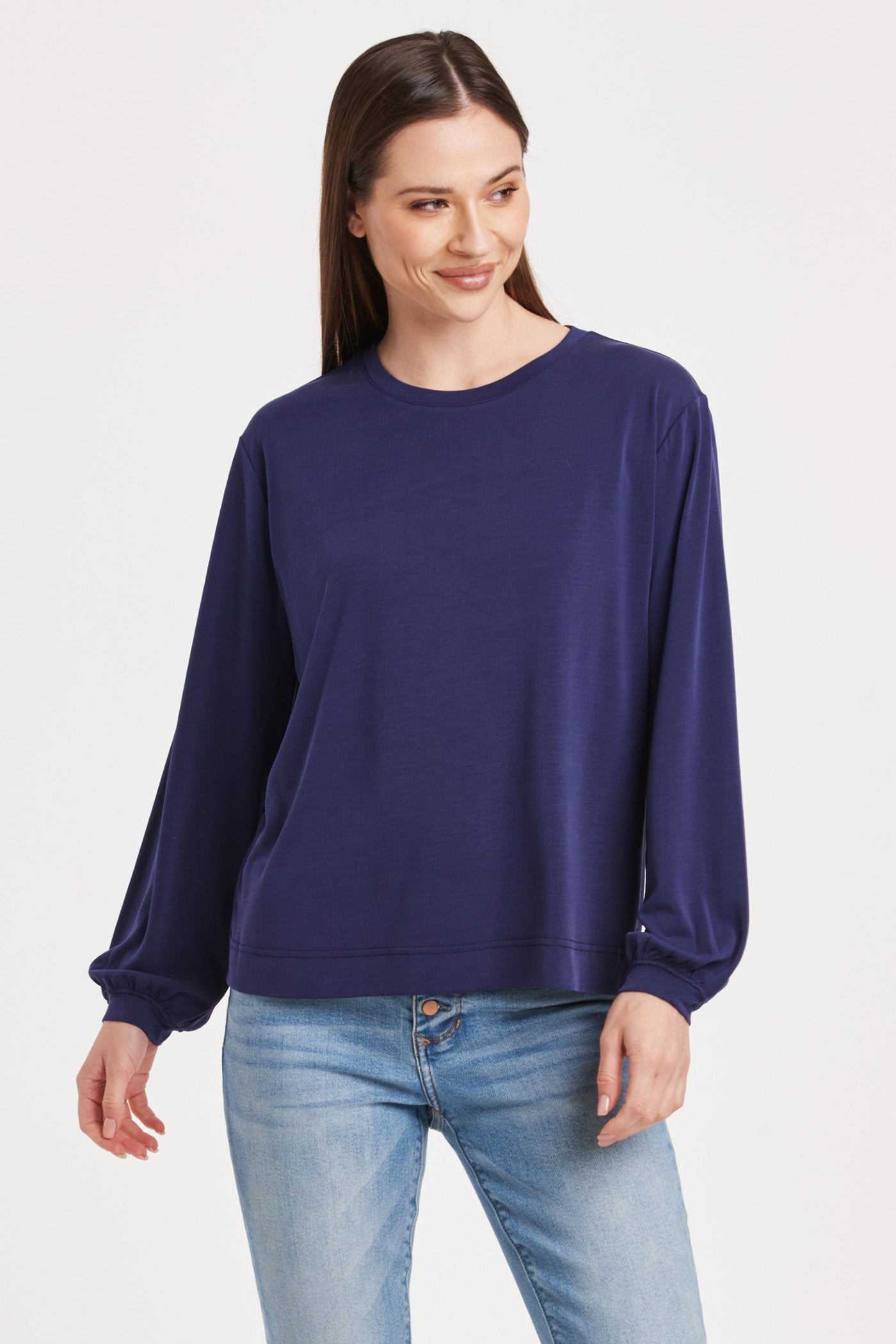 Matilda Basic Long Sleeve Top Electric Indigo