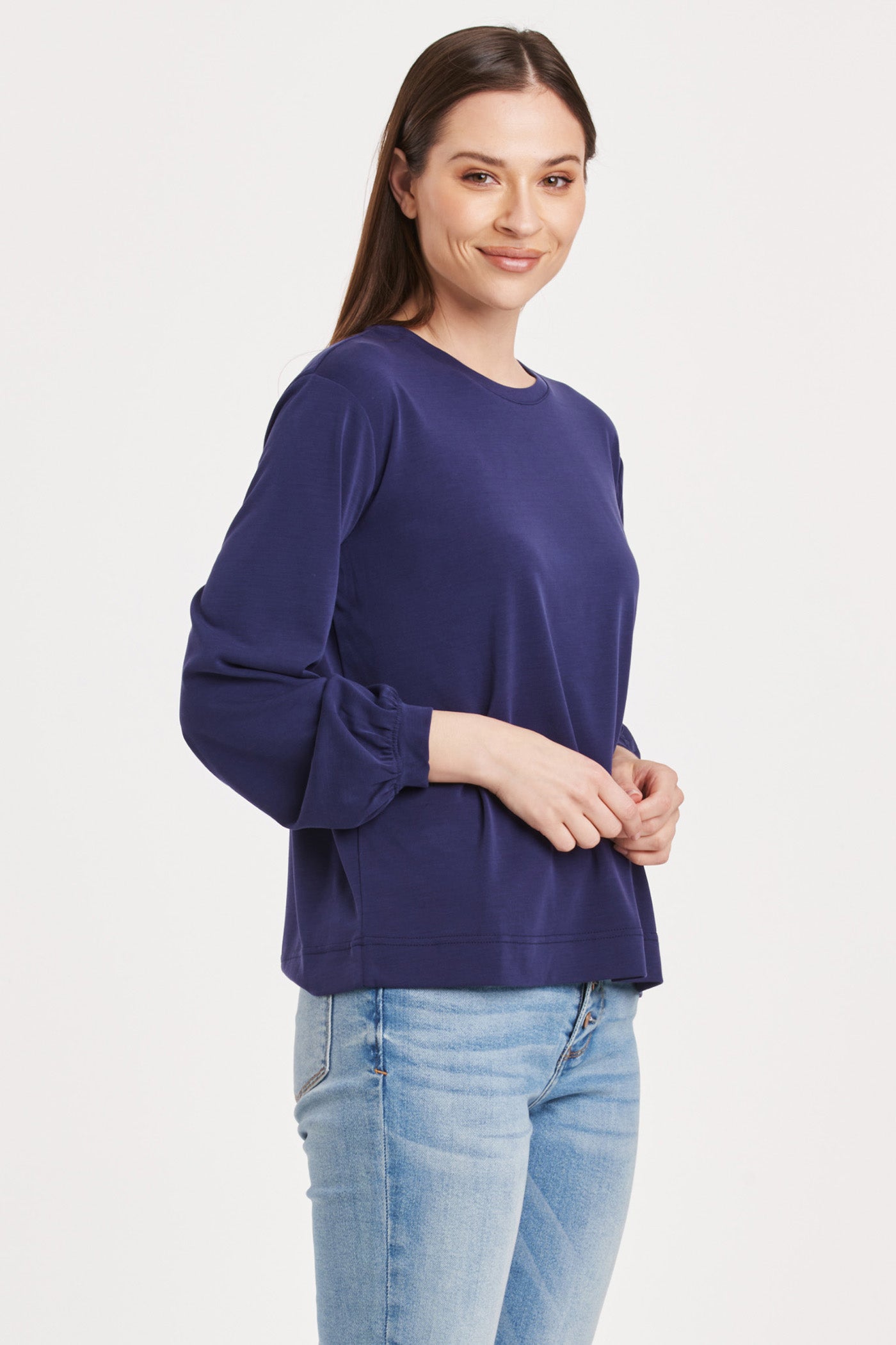 Matilda Basic Long Sleeve Top Electric Indigo