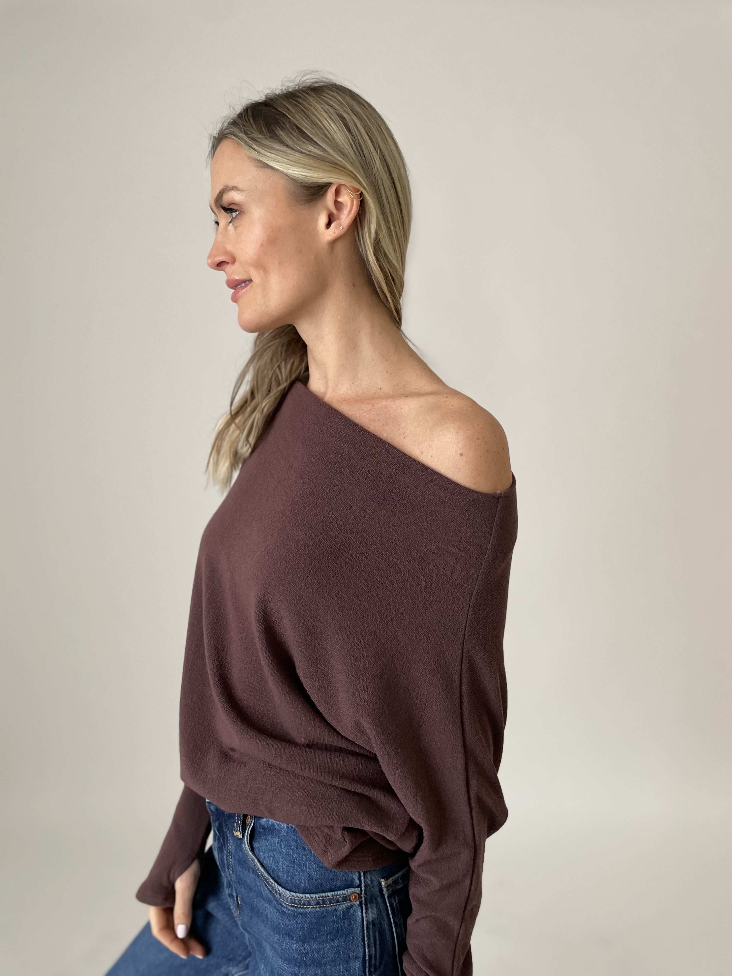 Anywhere Top Long Sleeve Raisin