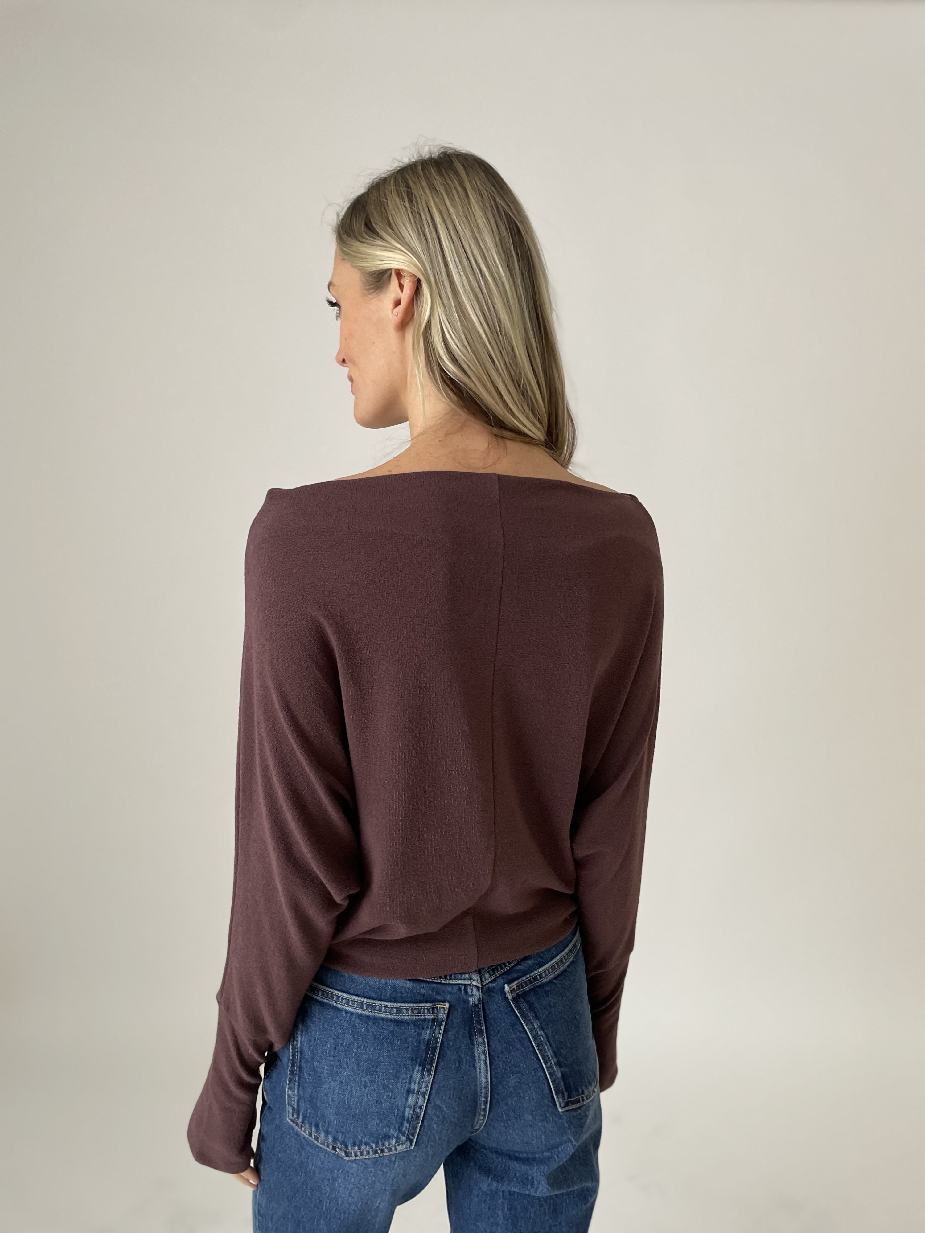 Anywhere Top Long Sleeve Raisin