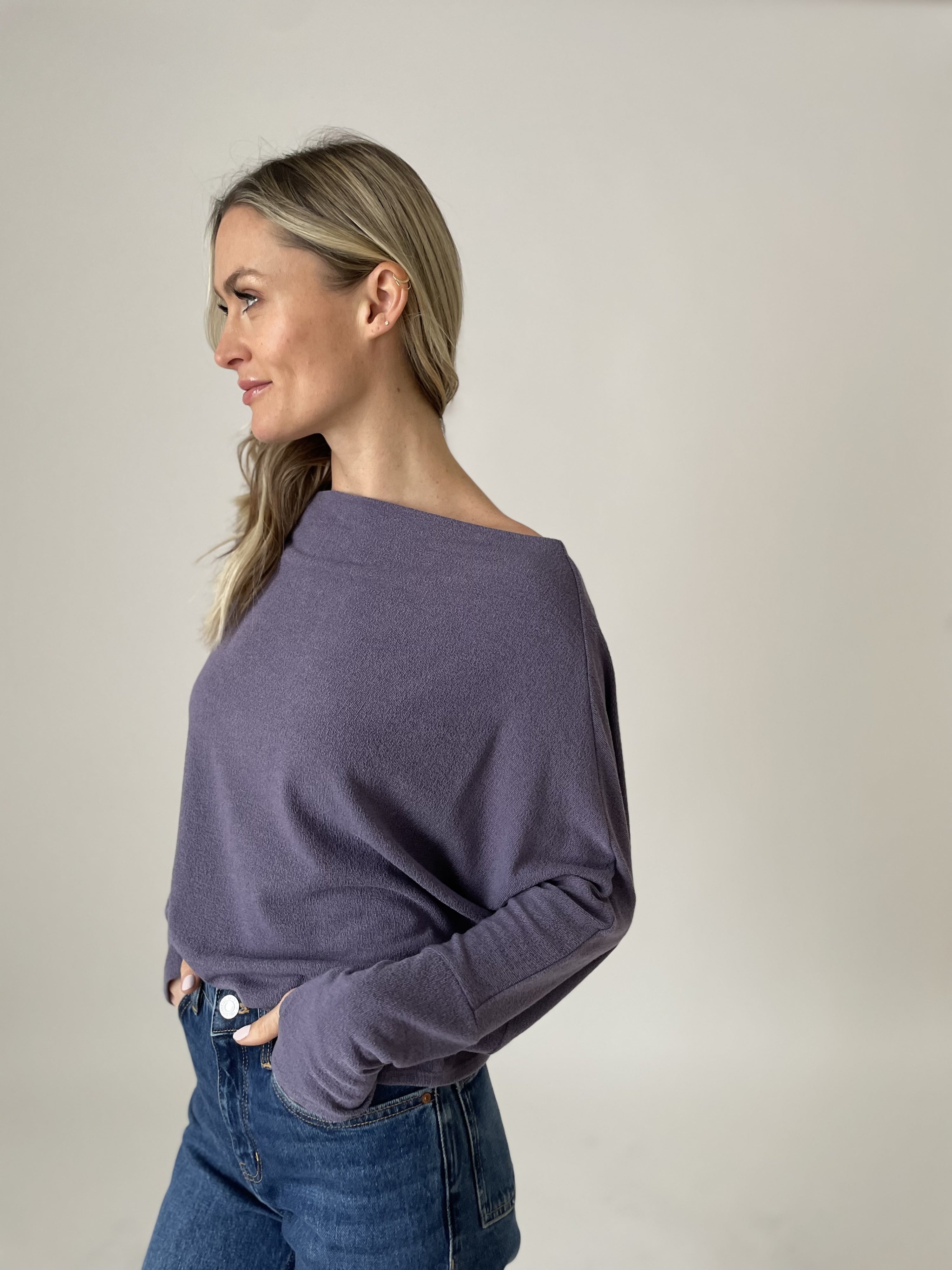 Anywhere Top Long Sleeve Dark Lavender