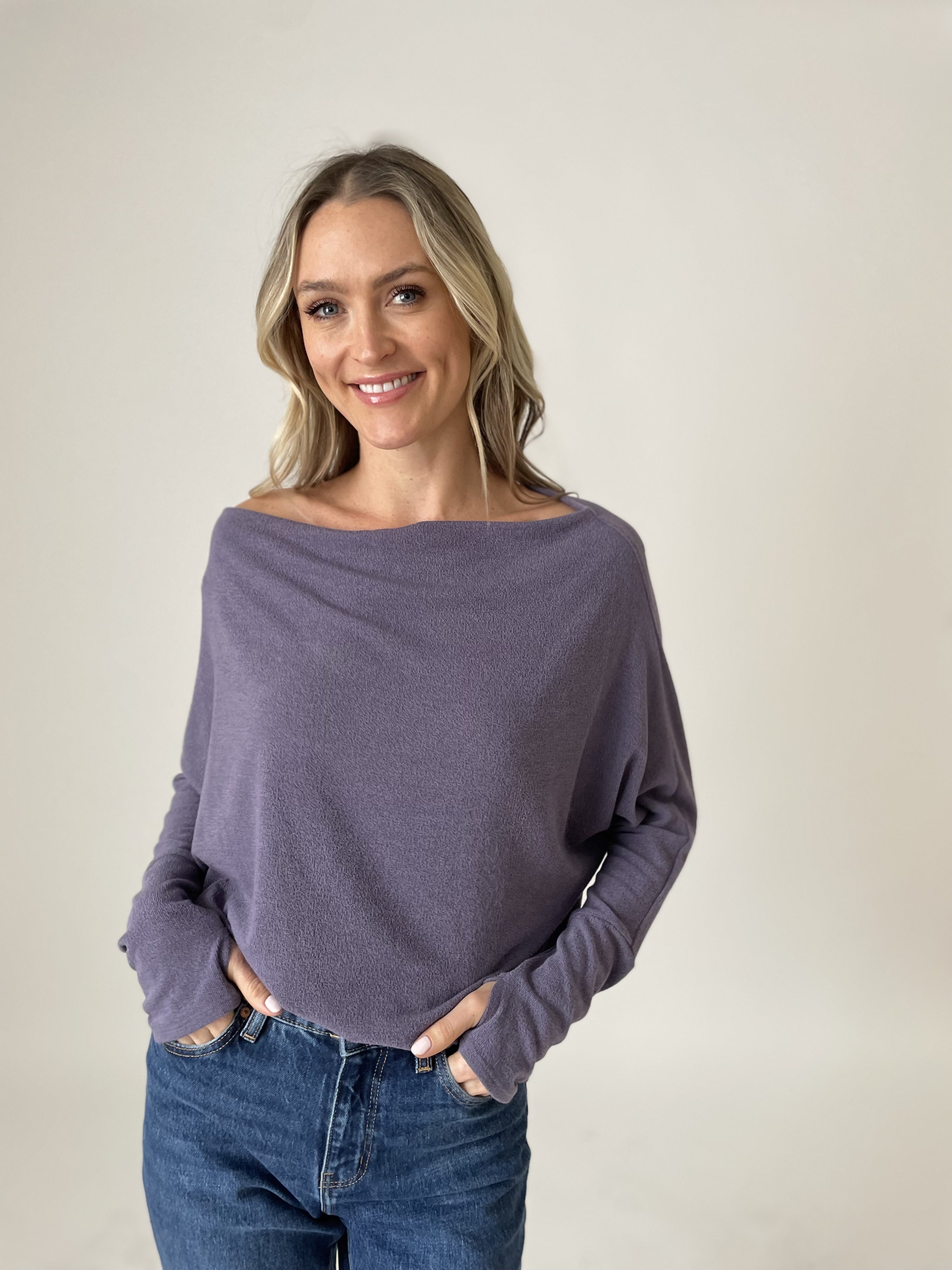 Anywhere Top Long Sleeve Dark Lavender