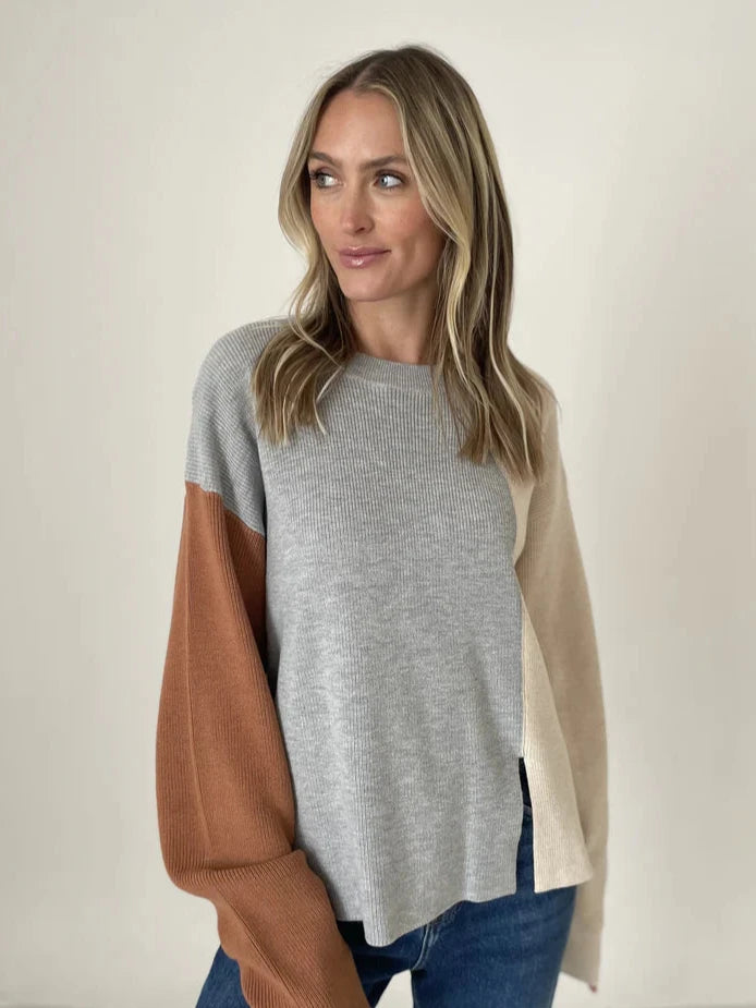 Naomi Color Block Sweater Brown