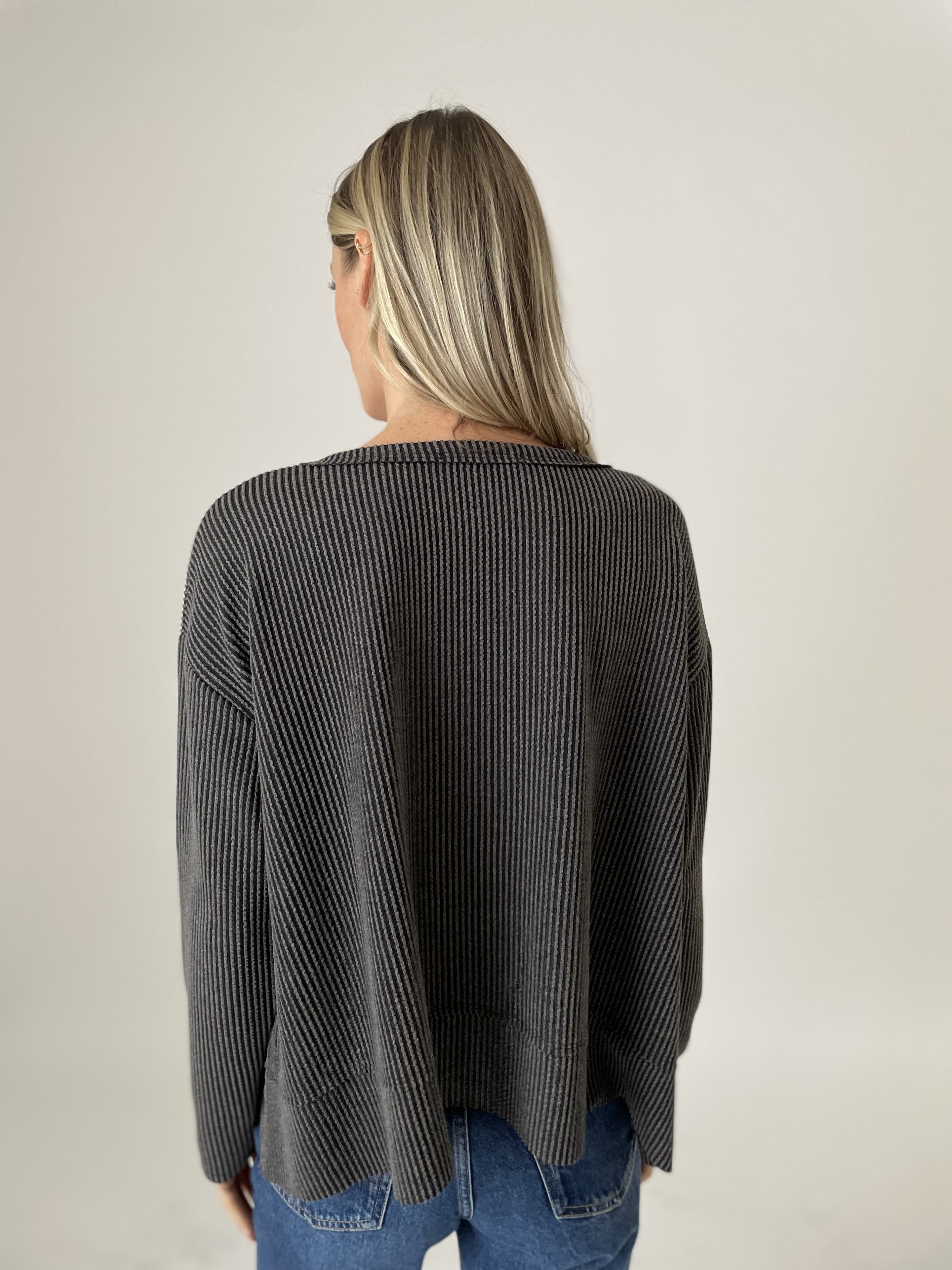 Dolan Long Sleeve Textured Rib Top