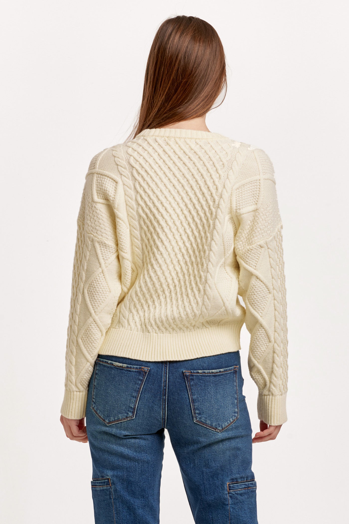 Holden Crew Neck Cable Knit Sweater Cream