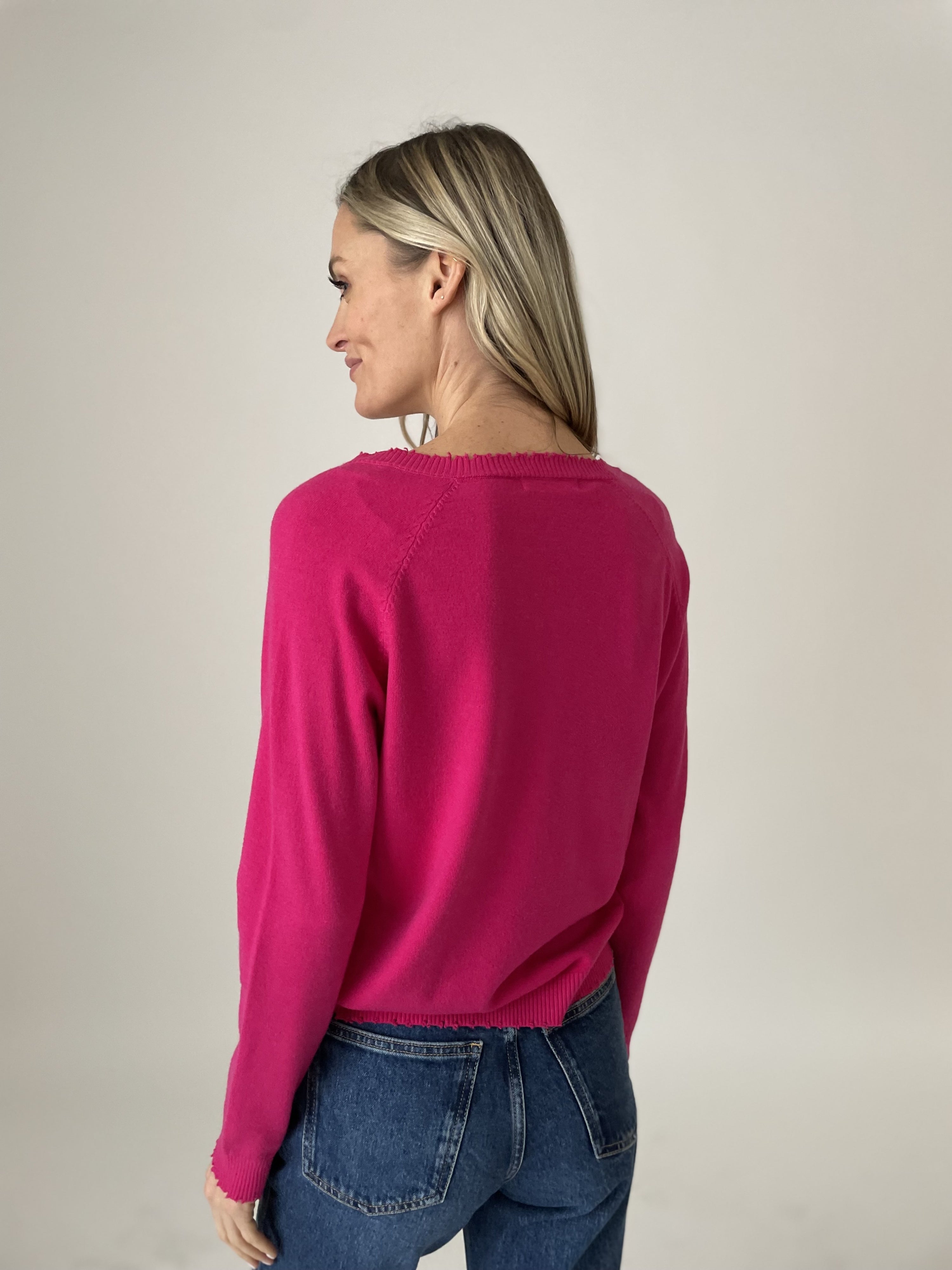 Andrea V-Neck Sweater Hot Pink