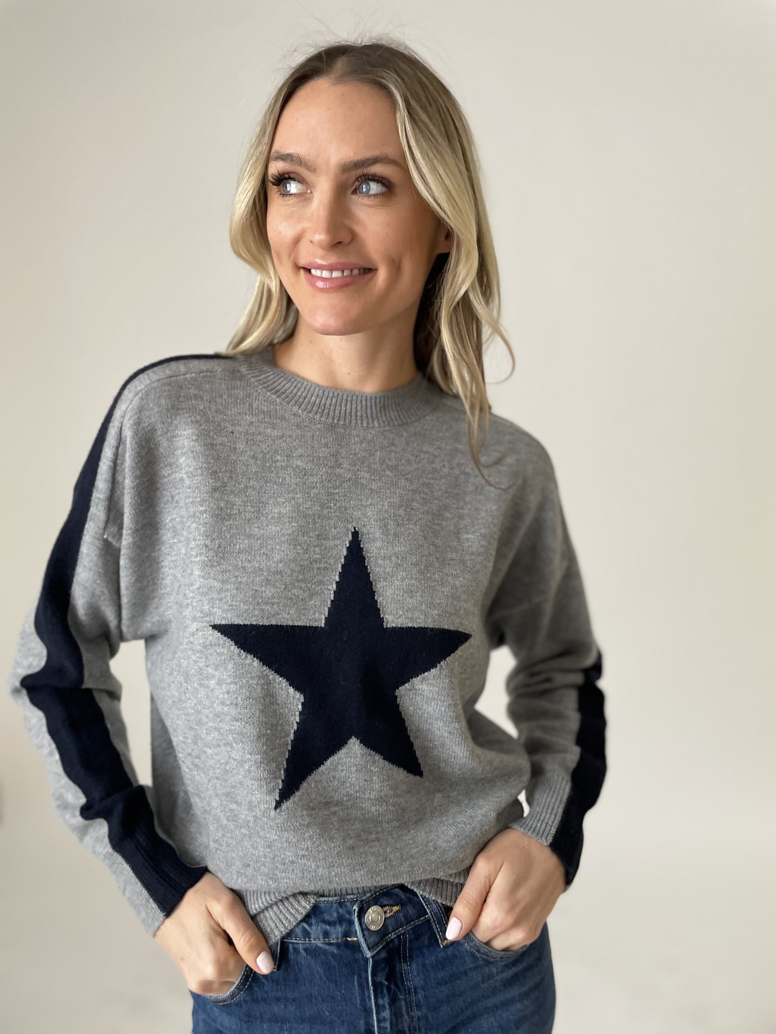 Sale Morgan Star Sweater Grey/Navy