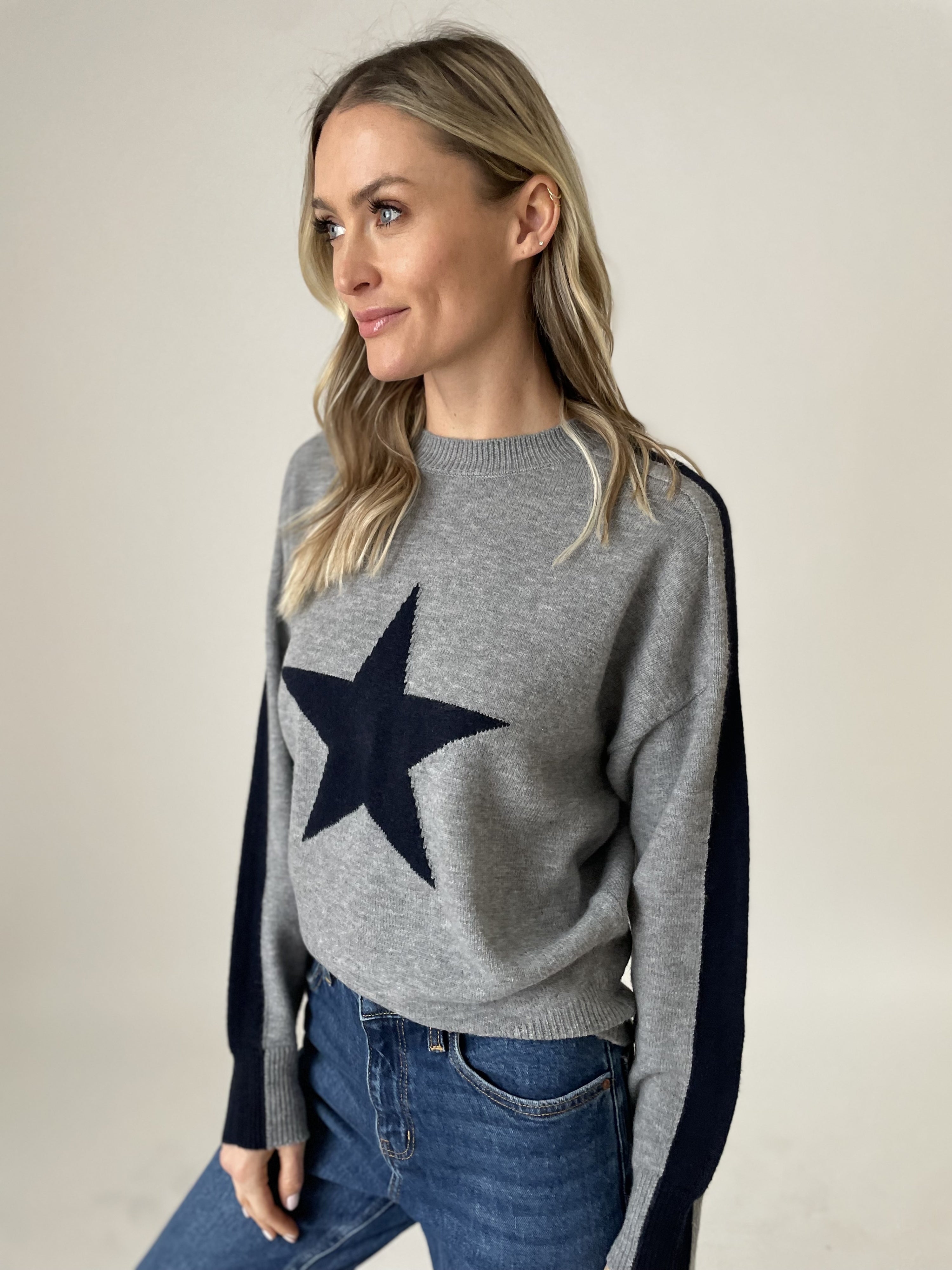 Sale Morgan Star Sweater Grey/Navy