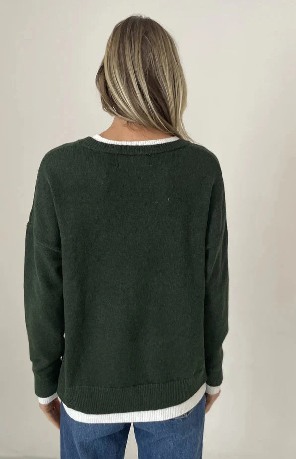 Ashlin Double Hemmed Sweater Hunter Green