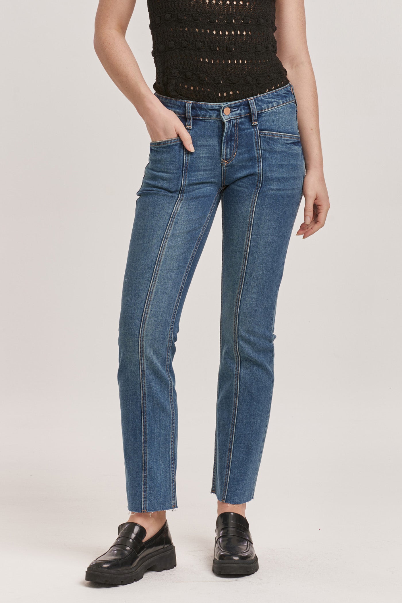 Playback Mid Rise Raw Hem Jeans Phantom