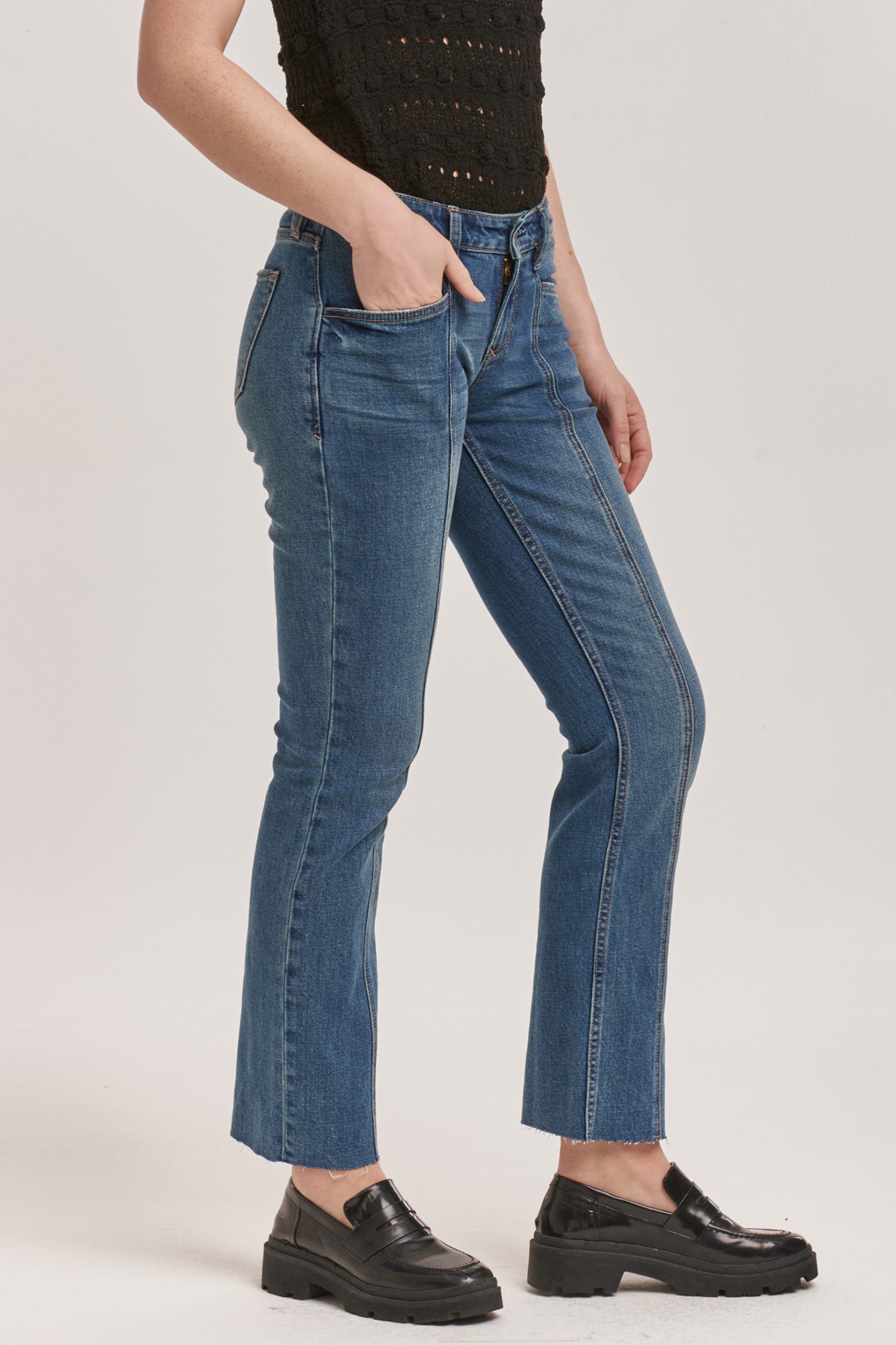 Playback Mid Rise Raw Hem Jeans Phantom