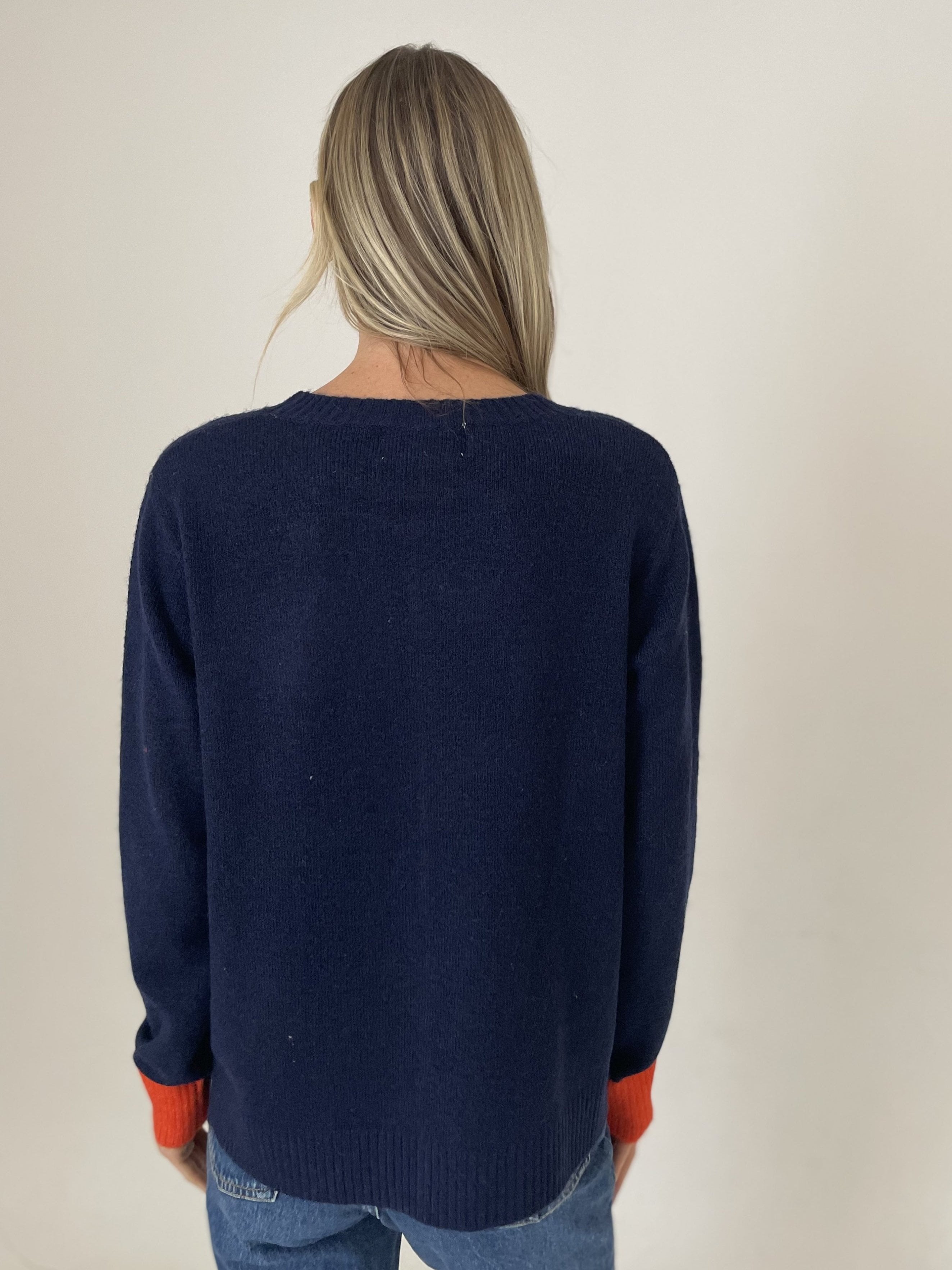 Kerri Long Sleeve Sweater Navy/Orange