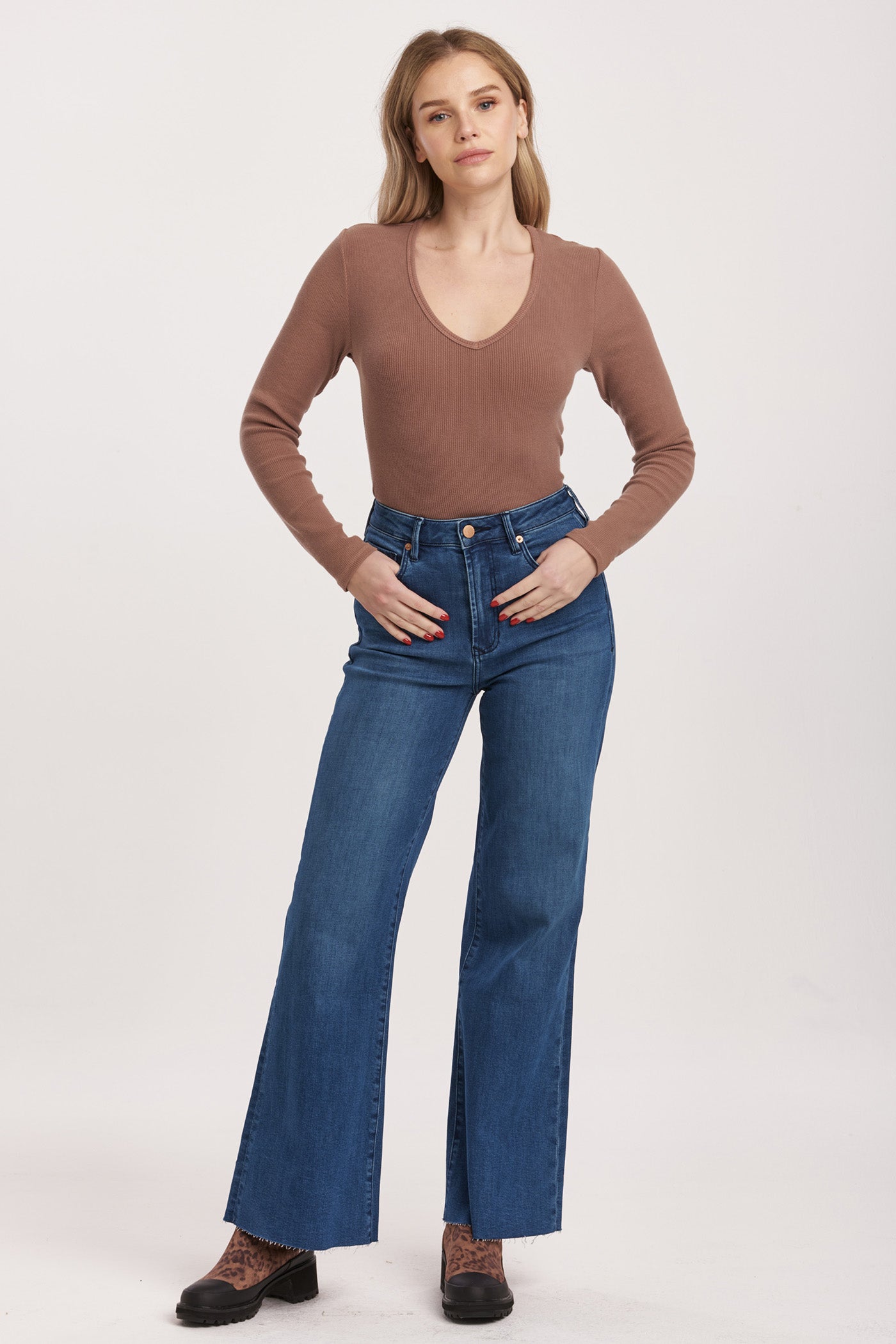 Fiona High Rise Wide Leg Jeans Violet Blue