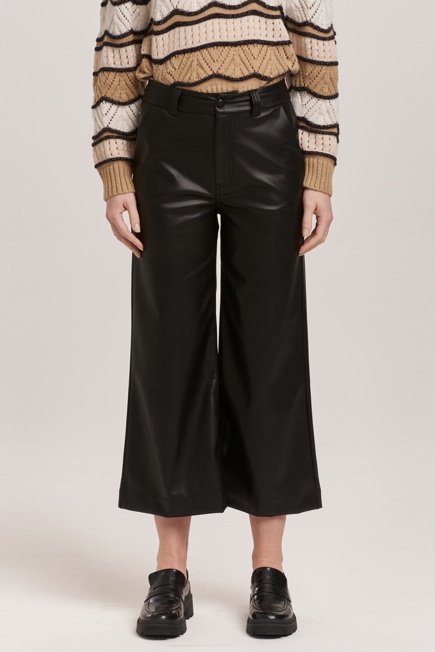 Audrey High Rise Cropped Vegan Leather Pants