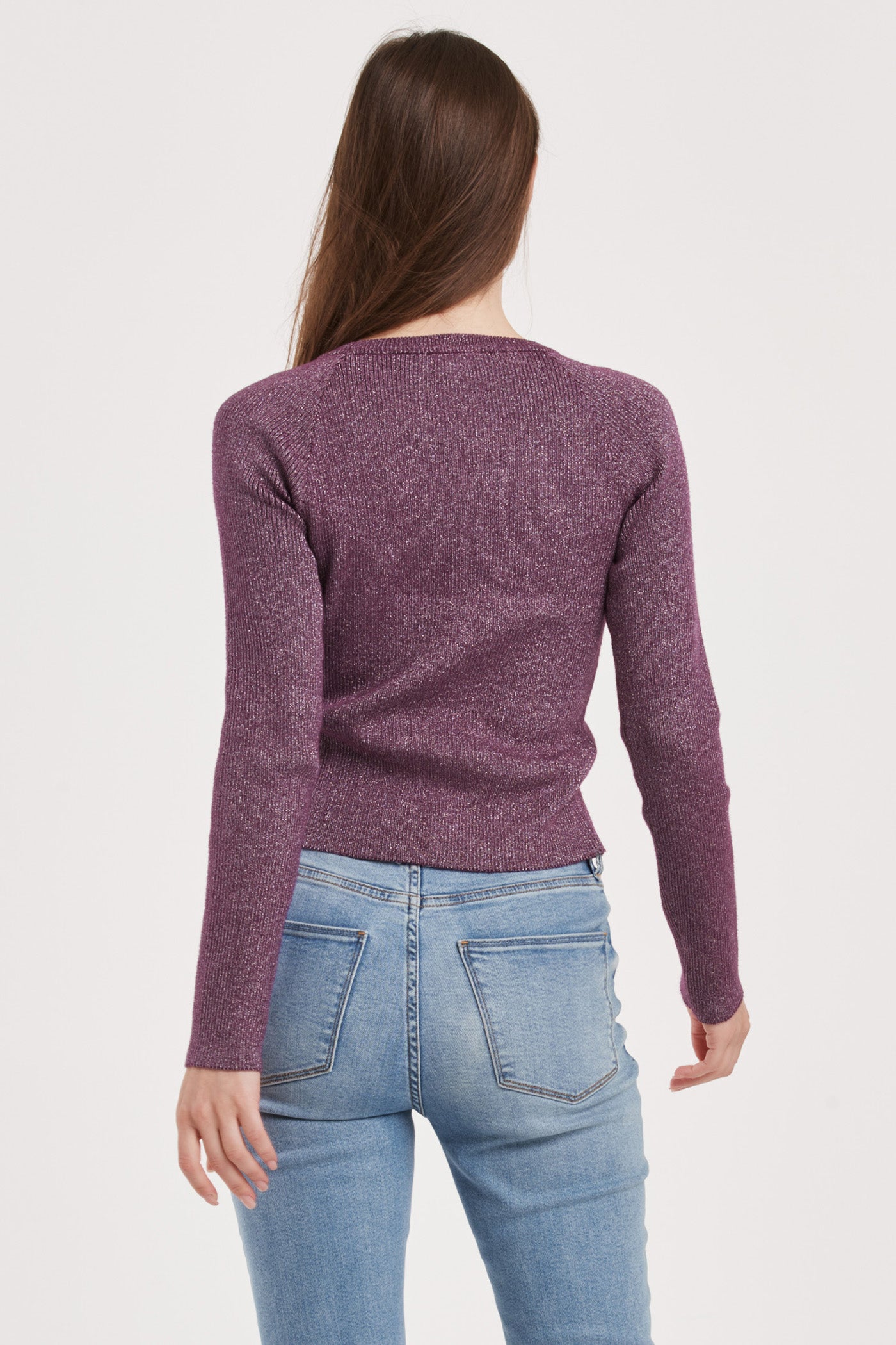 Holland Scoop Neck Sweater w/Metallic Yarn Blackberry