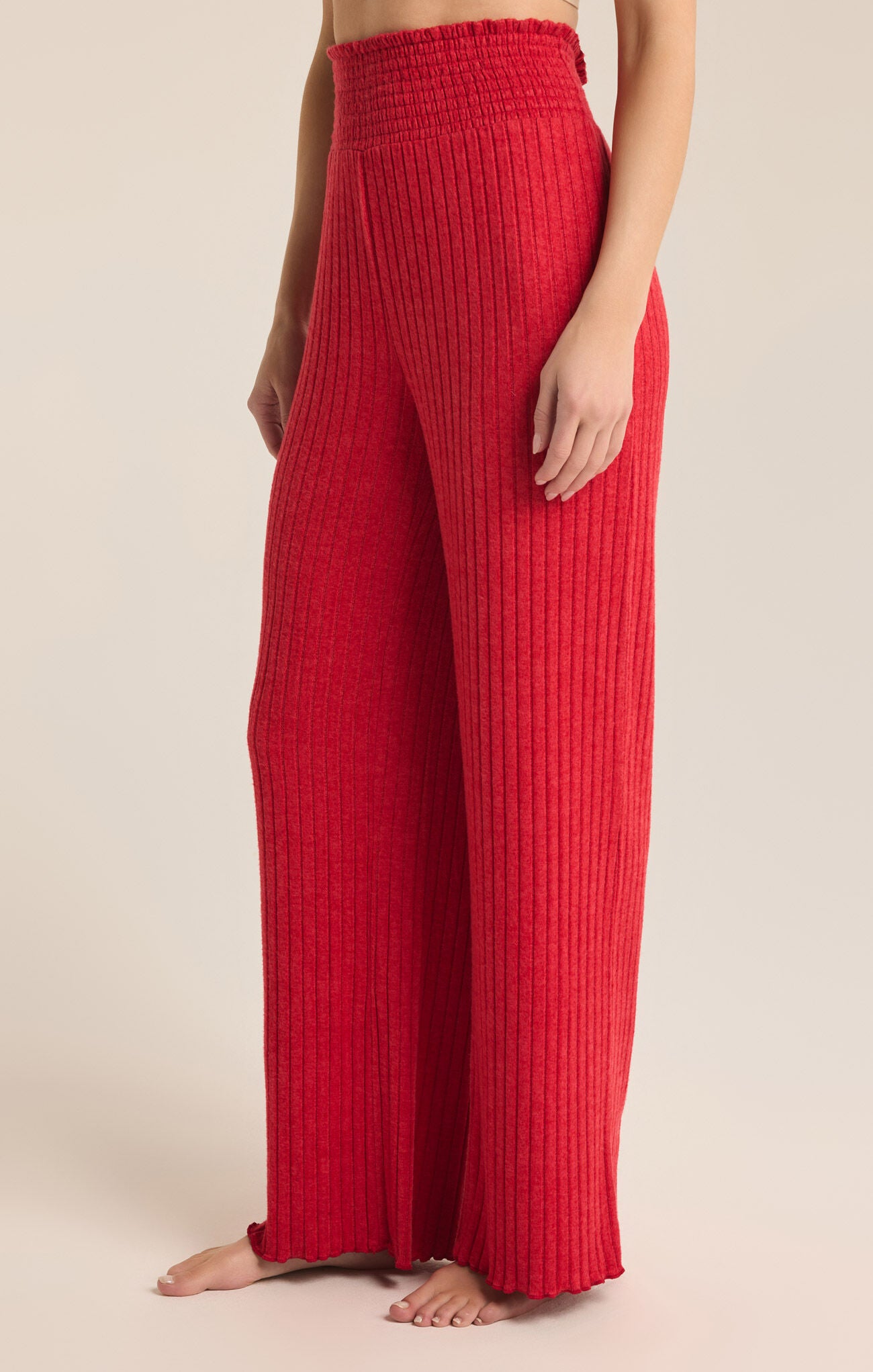 Dawn Smocked Rib Pant Haute Red