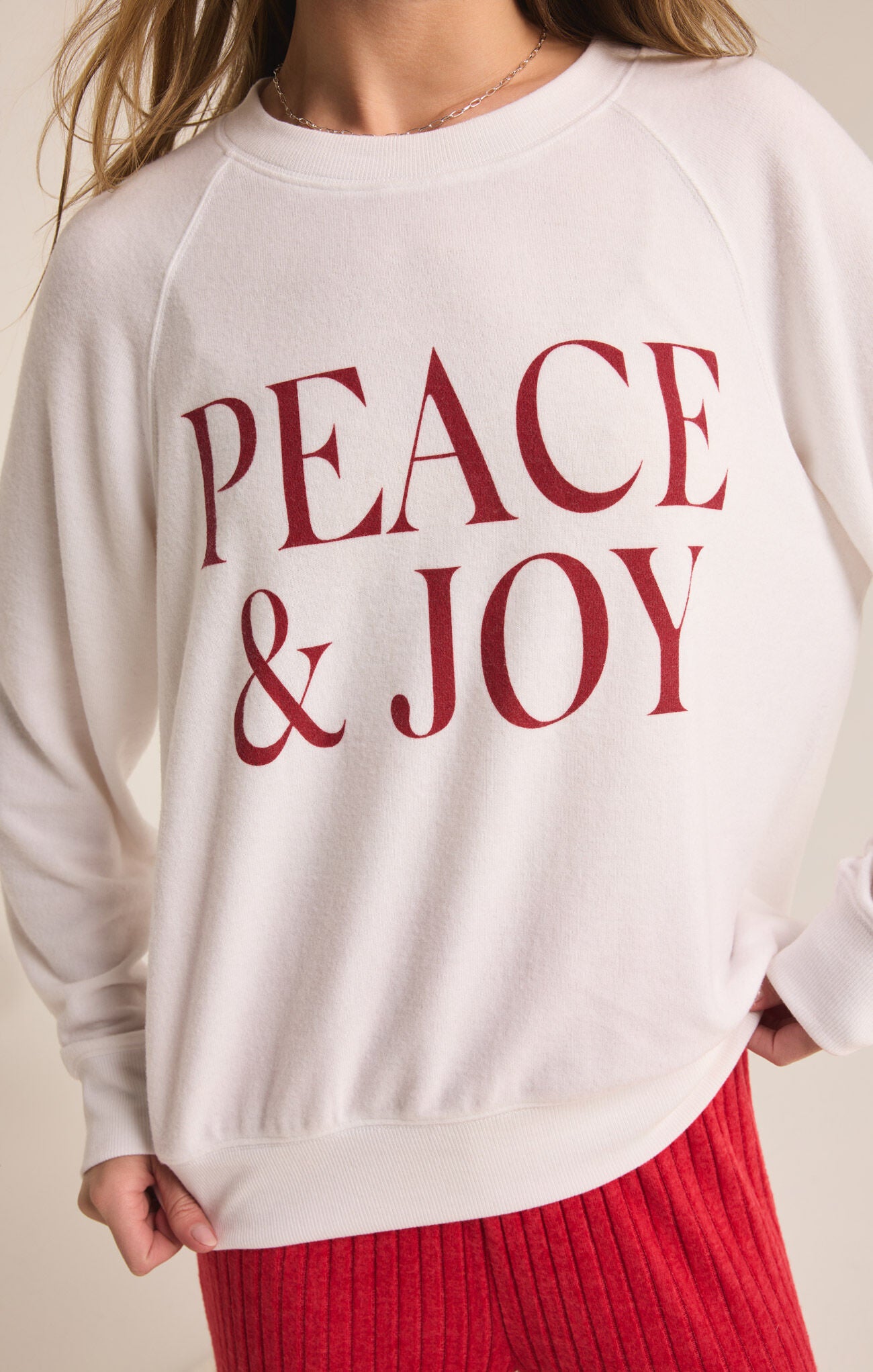 Cassie Peace and Joy Raglan Long Sleeve Top