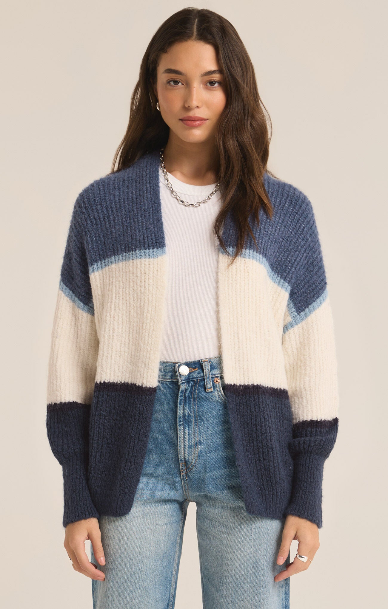 Jones Stripe Cardigan True Navy