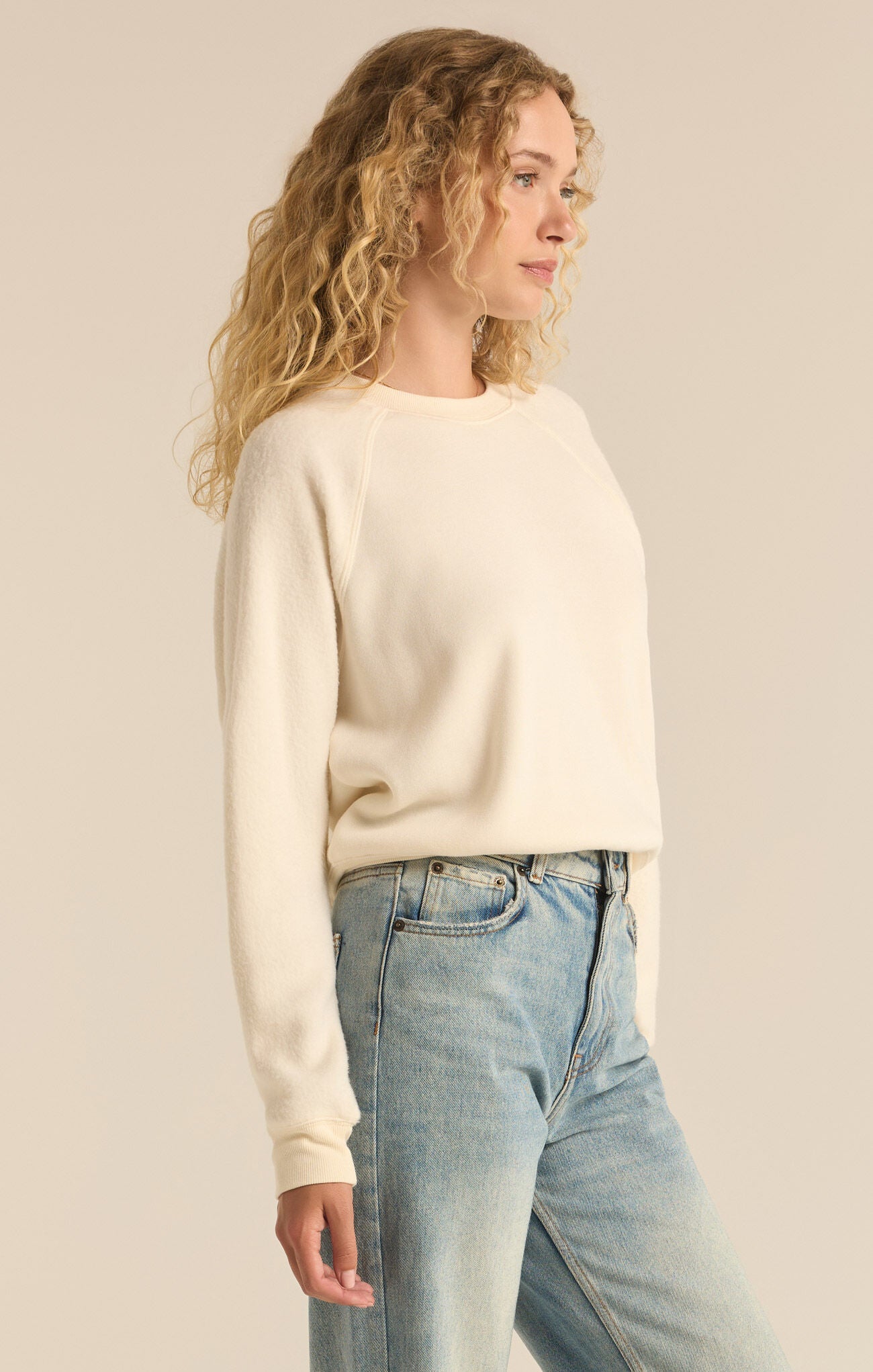 Saldana Reverse Fleece Top Sea Salt